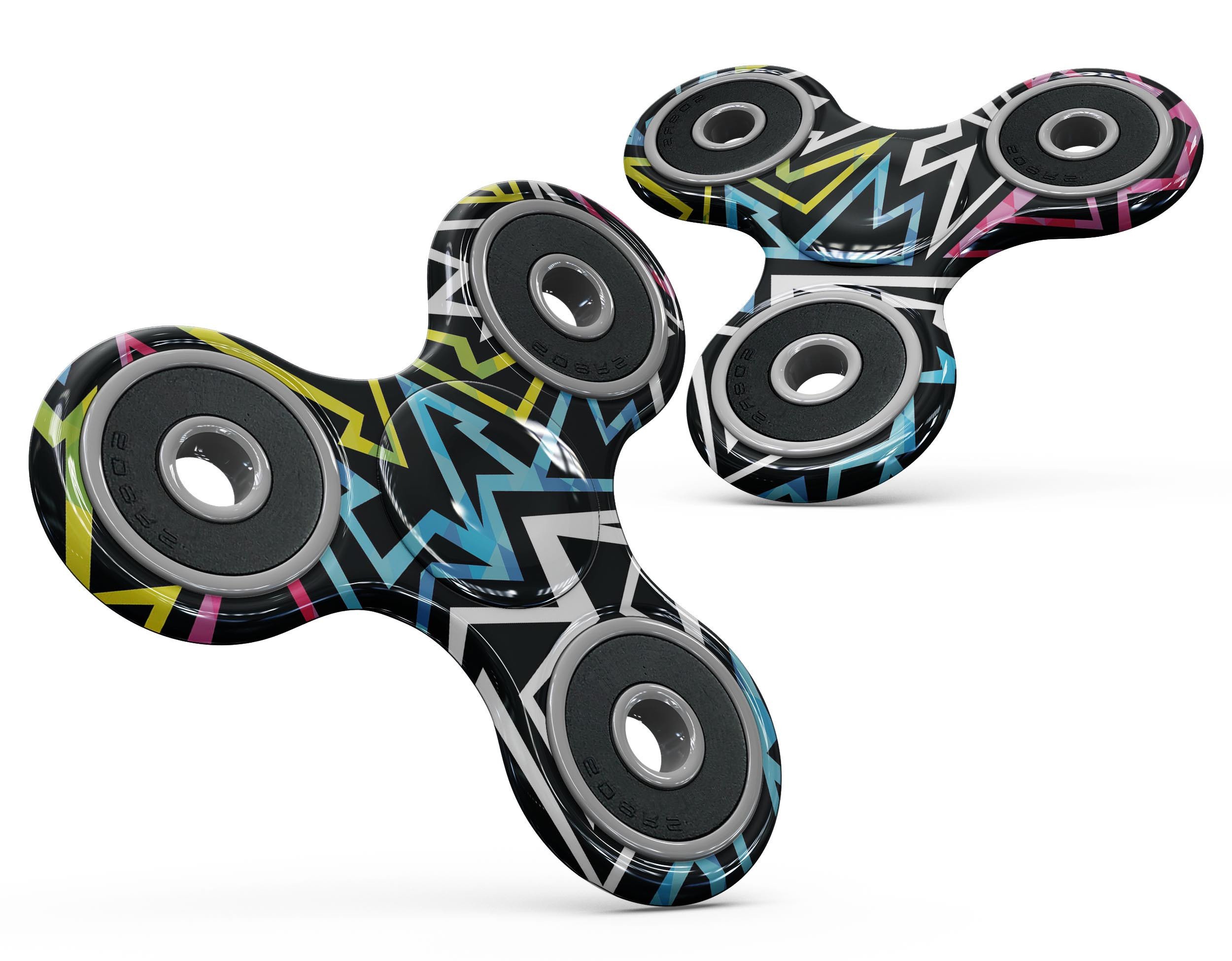 Crazy Retro Squiggles V1 Full-Body Fidget Spinner Skin-Kit showcasing vibrant squiggle design on premium vinyl.