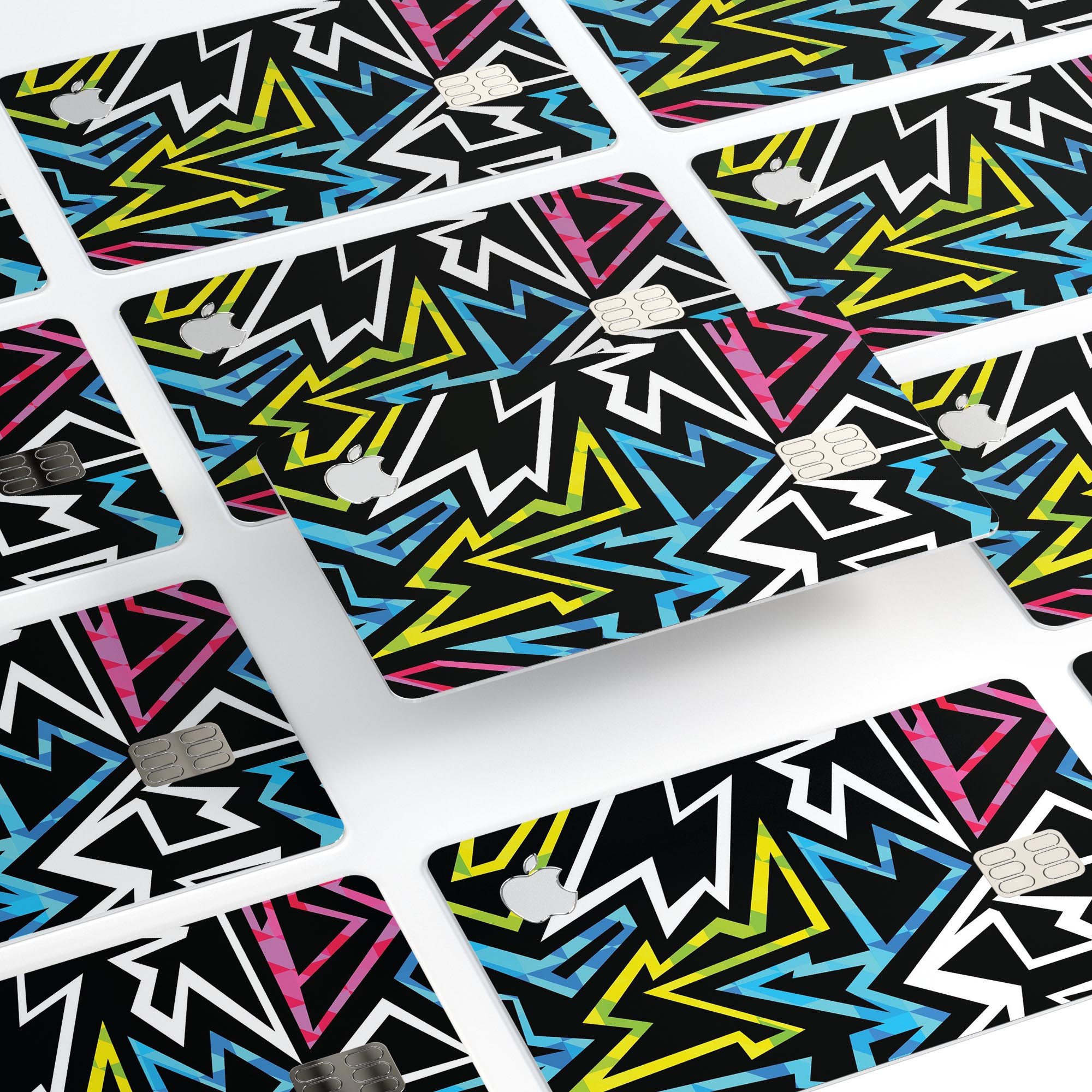 Crazy Retro Squiggles V1 decal skin for Apple Card, showcasing vibrant squiggle design and premium vinyl material.