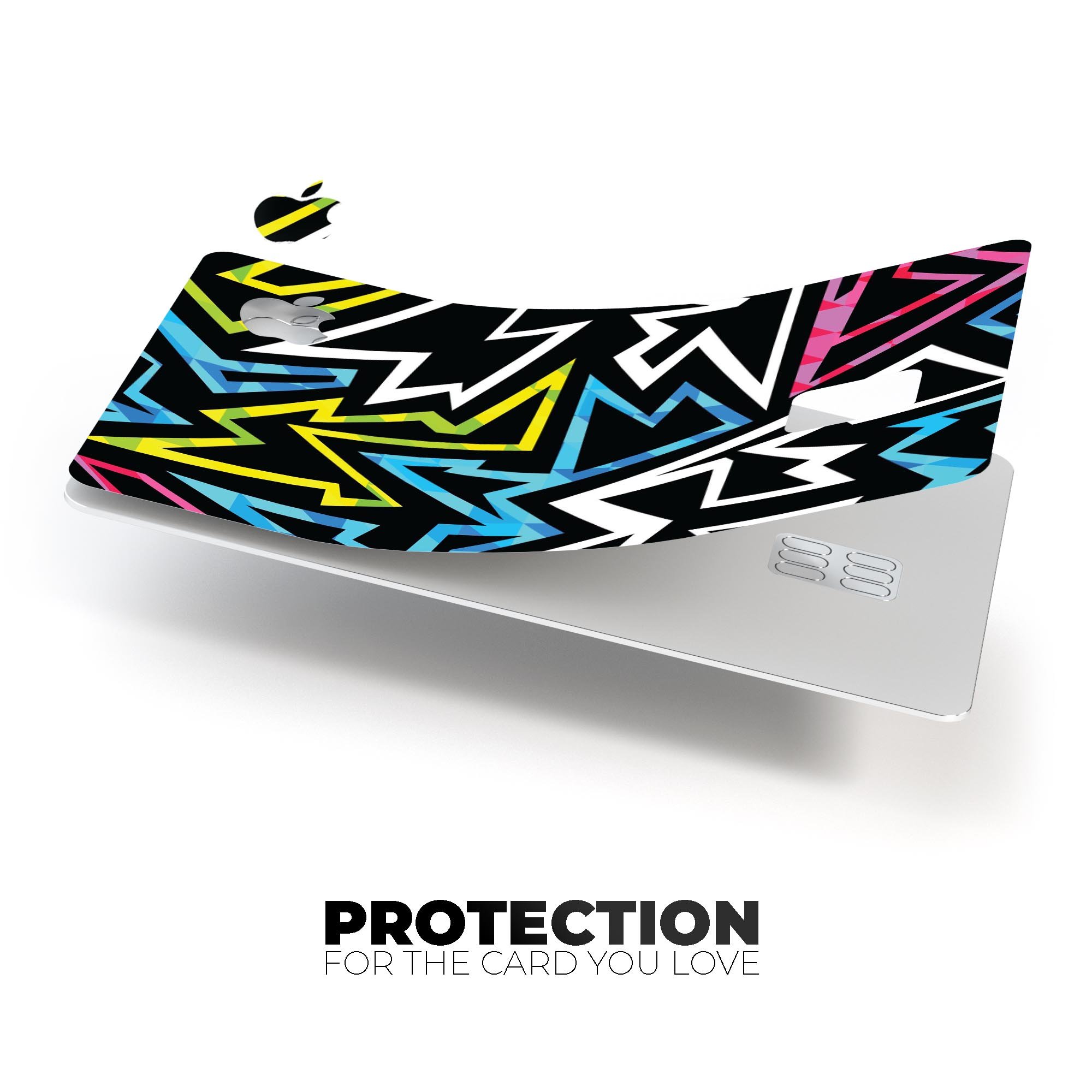 Crazy Retro Squiggles V1 decal skin for Apple Card, showcasing vibrant squiggle design and premium vinyl material.