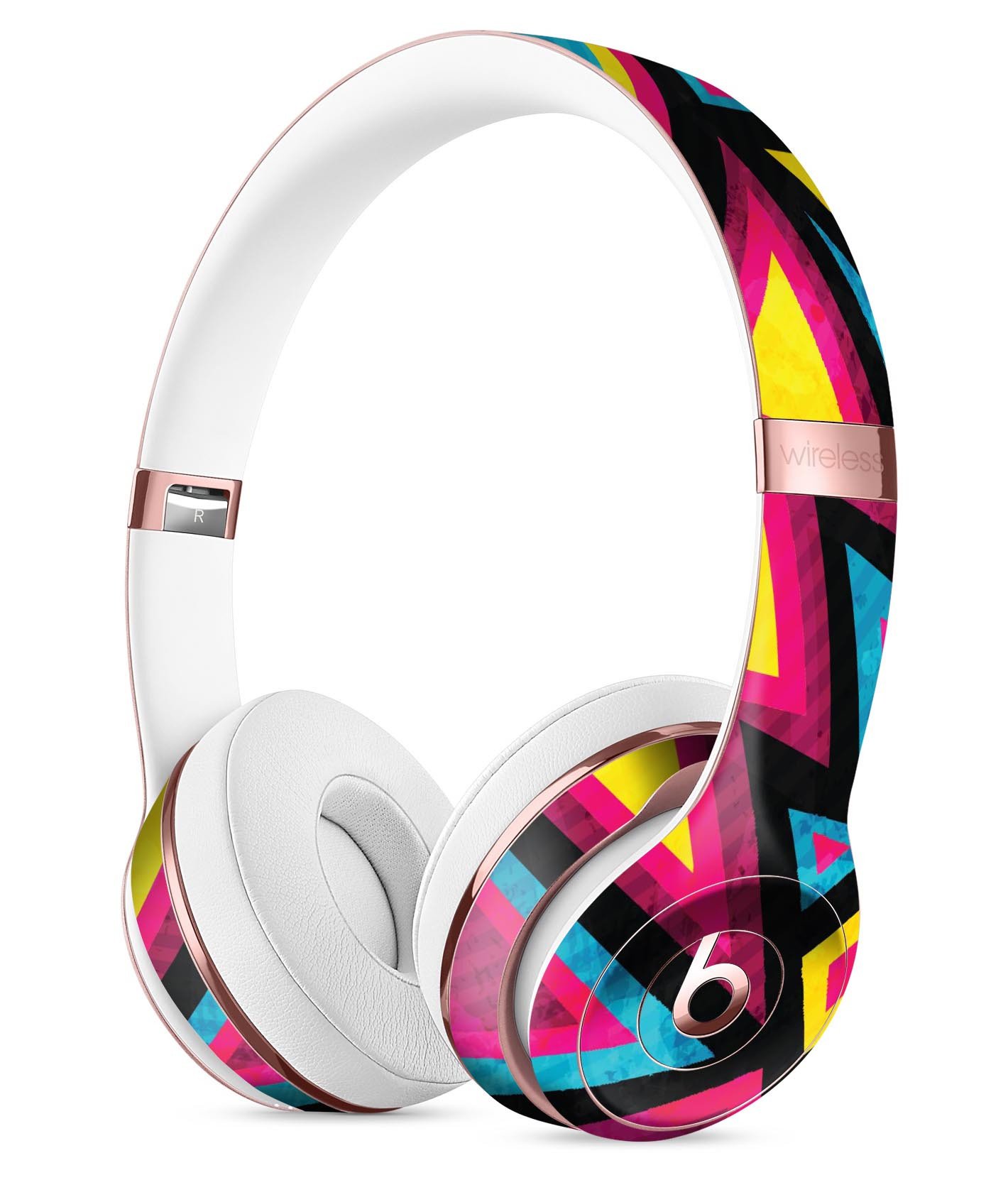 Crazy Retro Squiggles V2 Full-Body Skin Kit designed for Beats by Dre Solo 3 Wireless Headphones, showcasing vibrant colors and unique squiggle patterns.