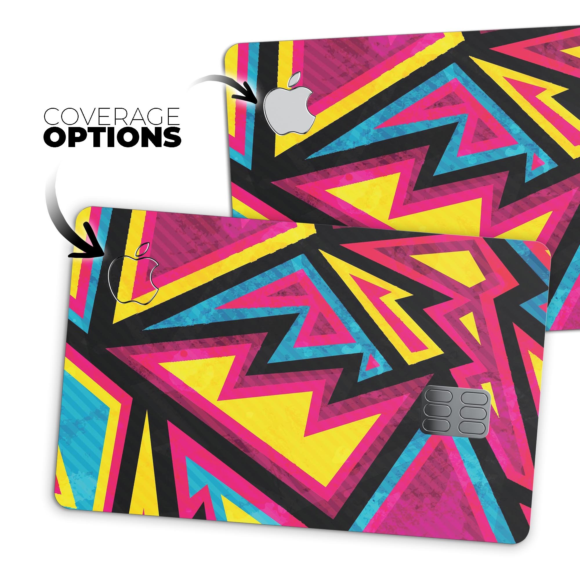 Crazy Retro Squiggles V2 decal skin for Apple Card, showcasing vibrant colors and unique squiggle design.