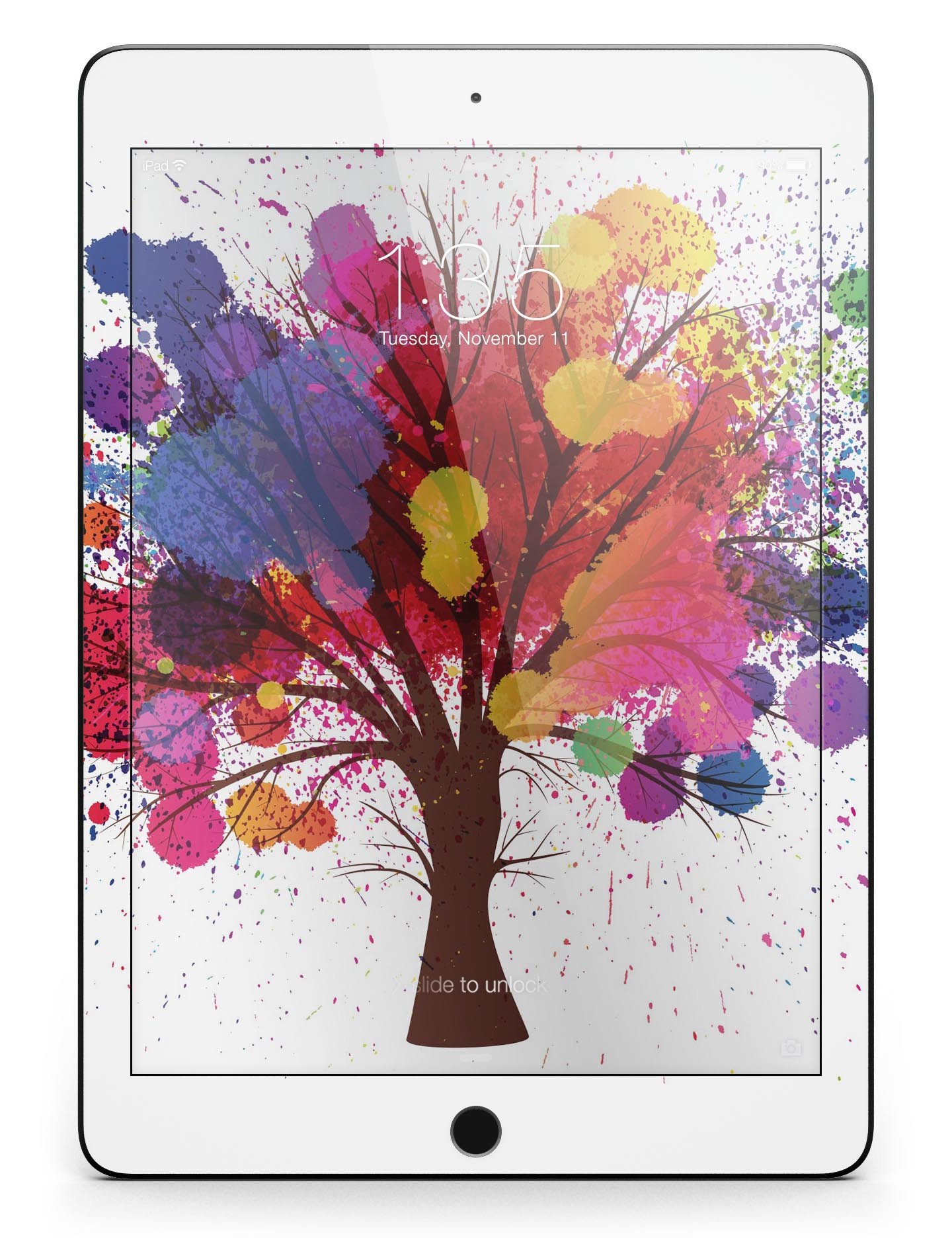 Crazy Splatter Tree Full Body Skin for iPad Pro, showcasing vibrant colors and unique design, fits both 9.7" and 12.9" models.