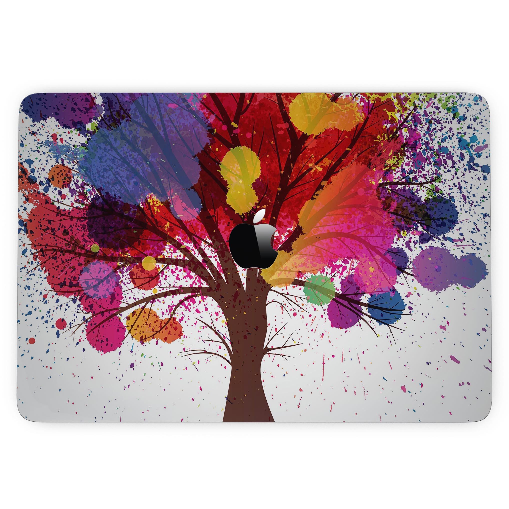 Crazy Splatter Tree skin kit for MacBook Pro with Touch Bar, showcasing vibrant colors and unique design.