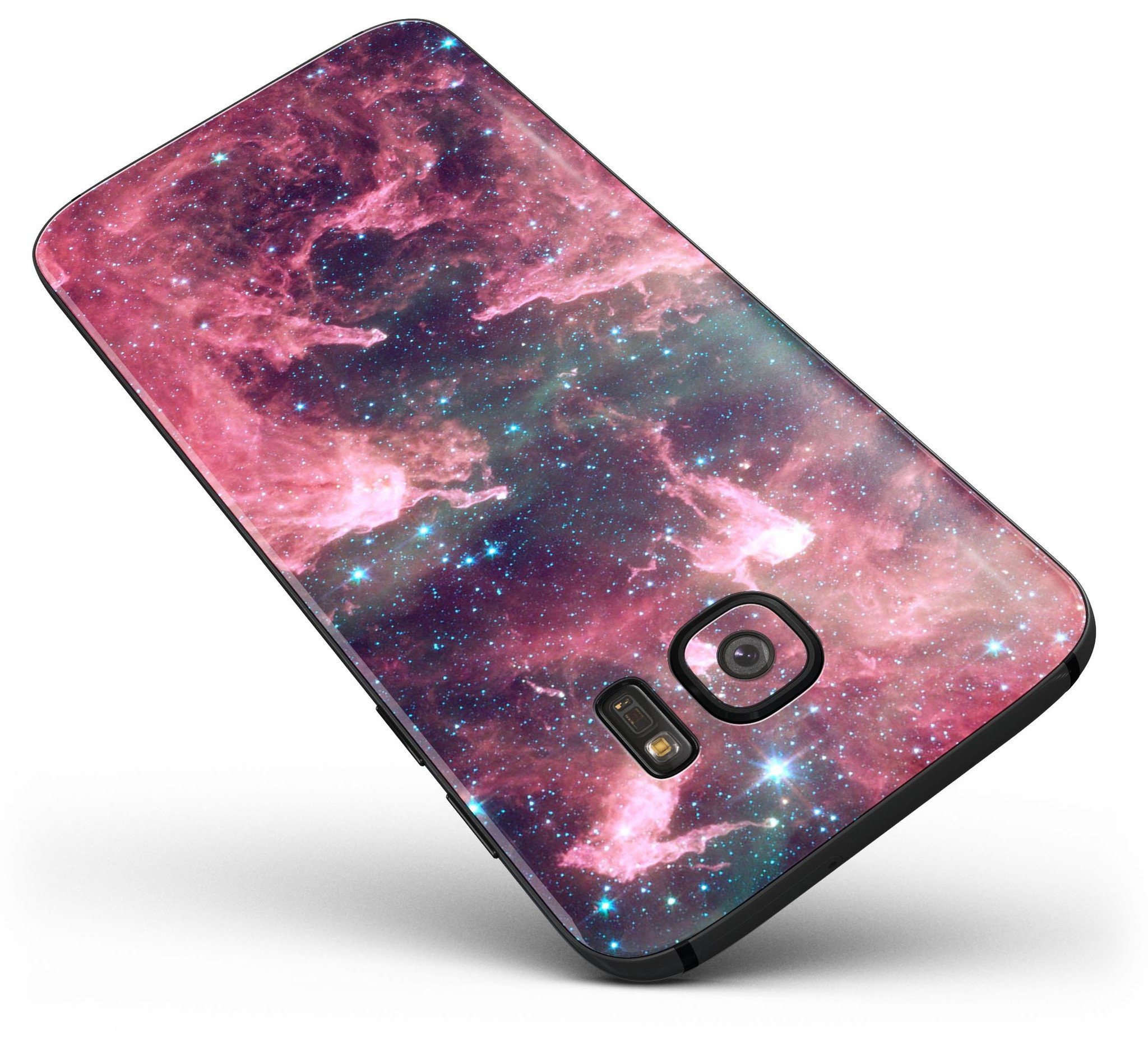 Crimson Nebula Full Body Skin-Kit for Samsung Galaxy S7 and S7 Edge, showcasing vibrant colors and sleek design.