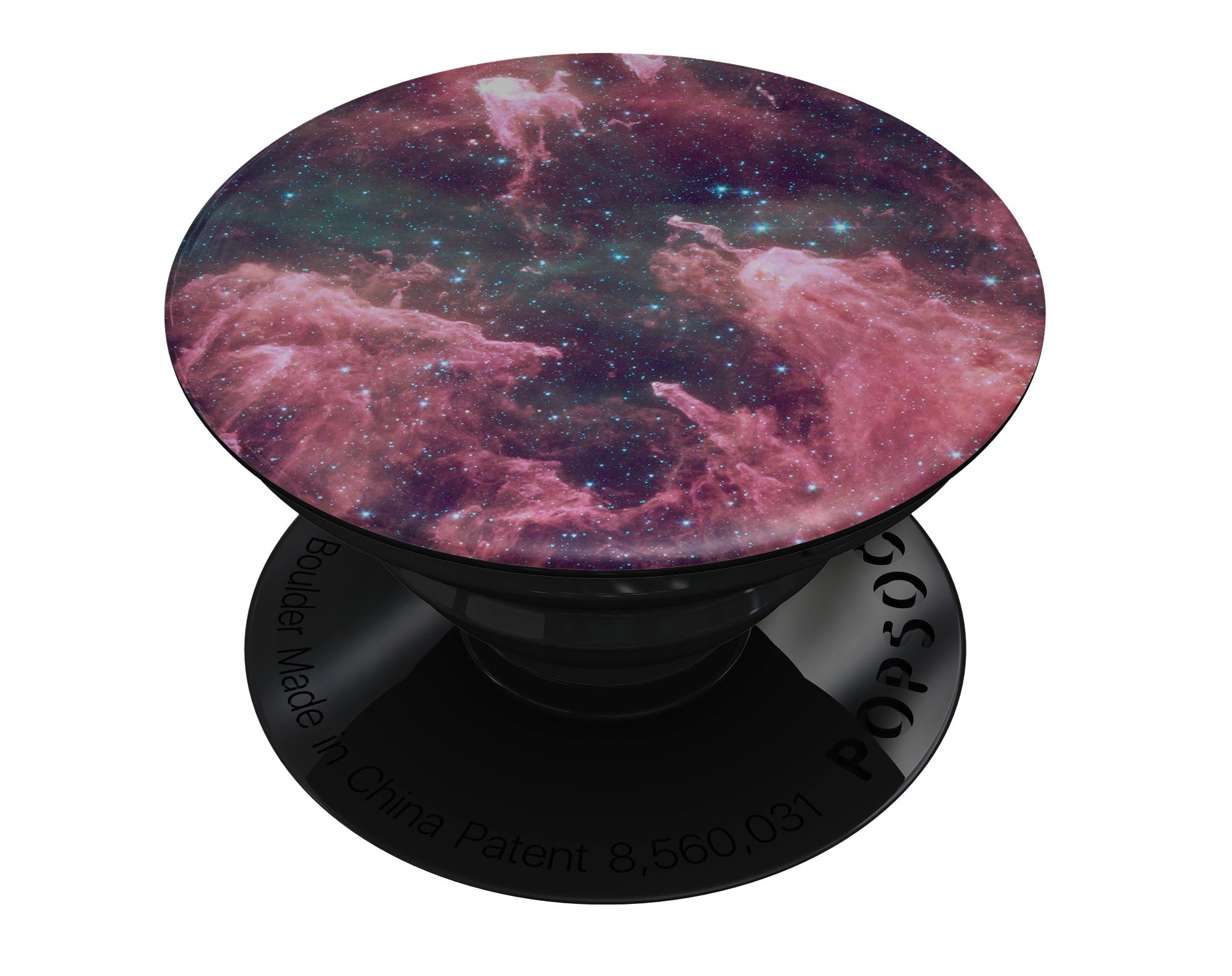 Crimson Nebula Skin Kit for PopSockets featuring a vibrant cosmic design on premium vinyl.