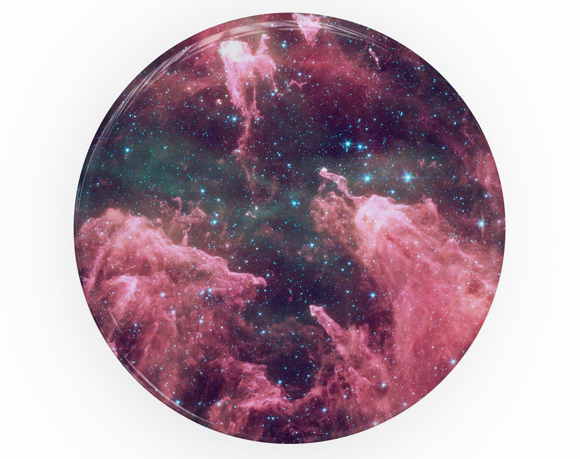 Crimson Nebula Skin Kit for PopSockets featuring a vibrant cosmic design on premium vinyl.