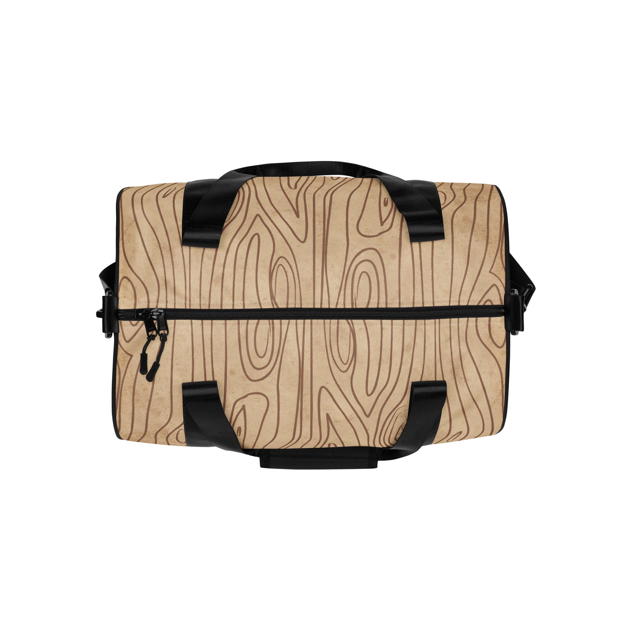 Crossbody water-resistant travel bag featuring a beige and brown tree sketch design, ideal for fitness and travel.