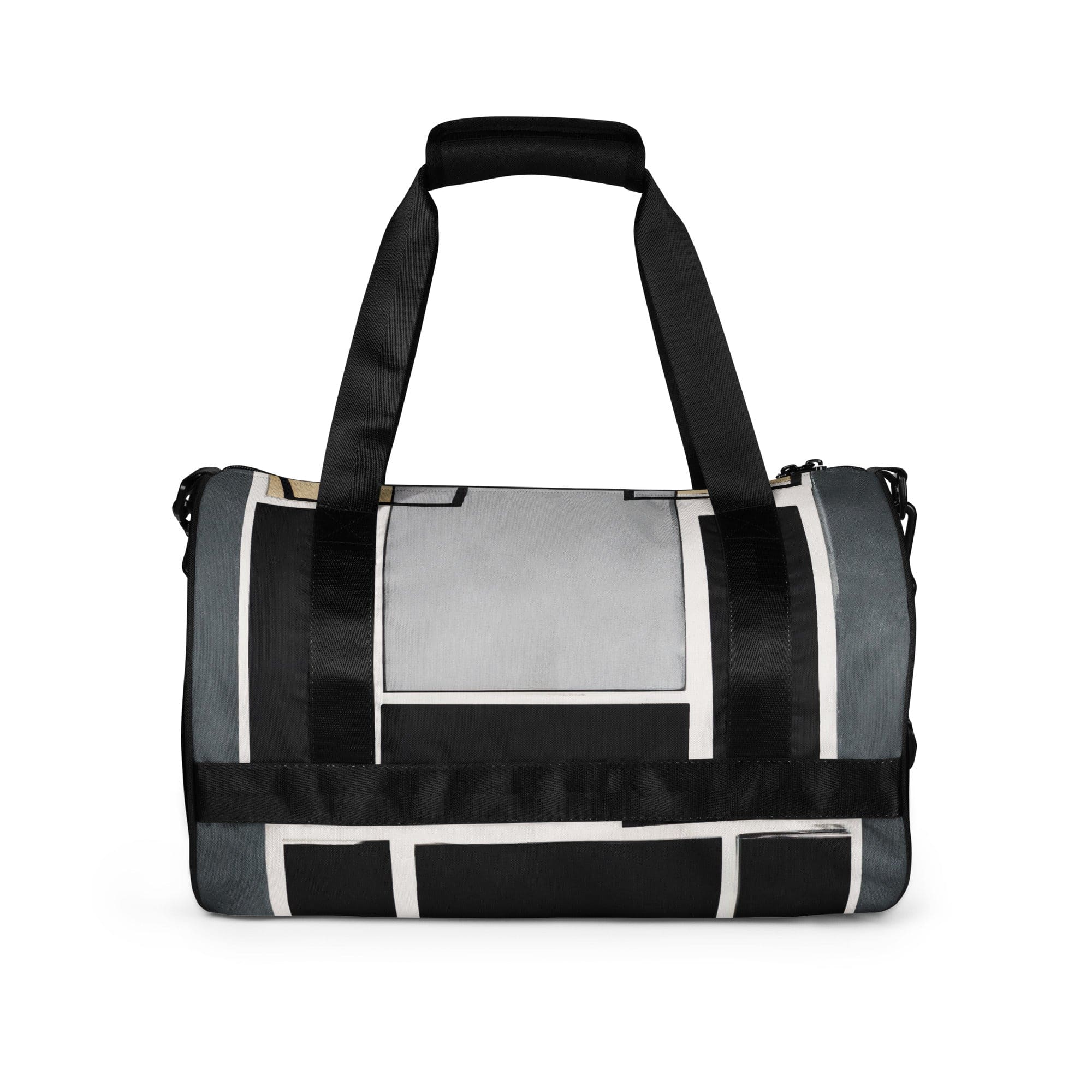 Crossbody water-resistant travel bag featuring a black grey abstract pattern, designed for durability and style.