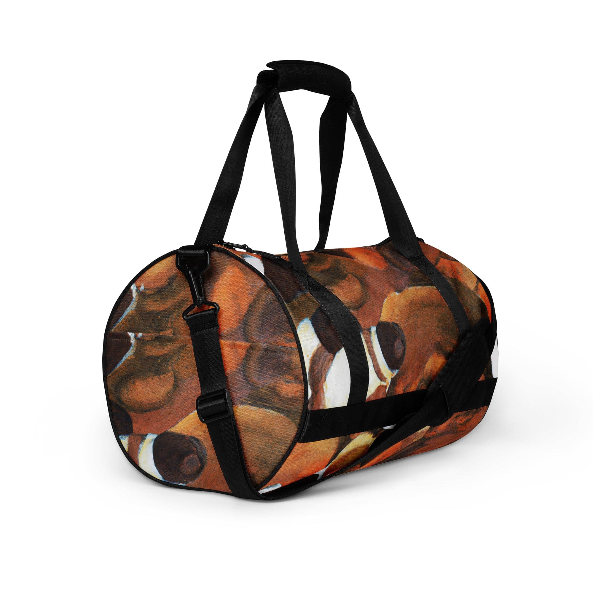 Crossbody water-resistant travel bag featuring a brown and white stone pattern, designed for style and functionality.