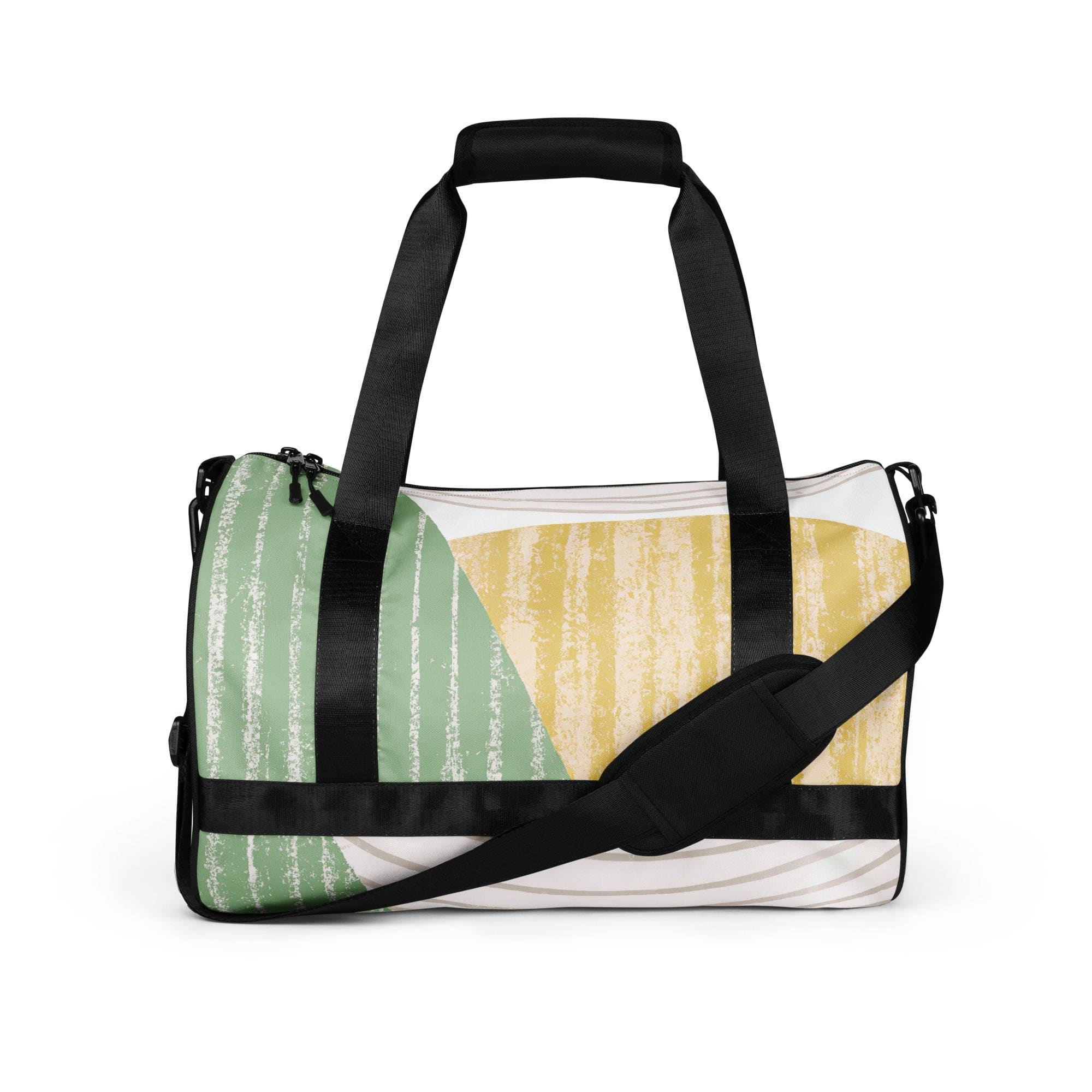 Crossbody water-resistant travel bag featuring a green textured boho pattern, designed for style and functionality.