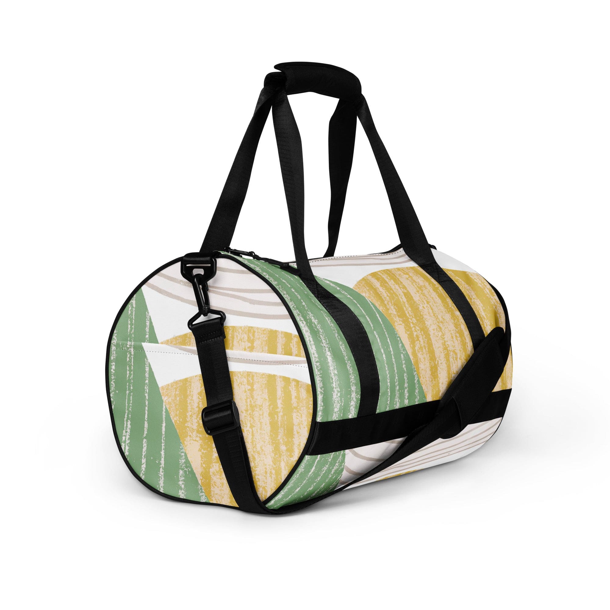 Crossbody water-resistant travel bag featuring a green textured boho pattern, designed for style and functionality.