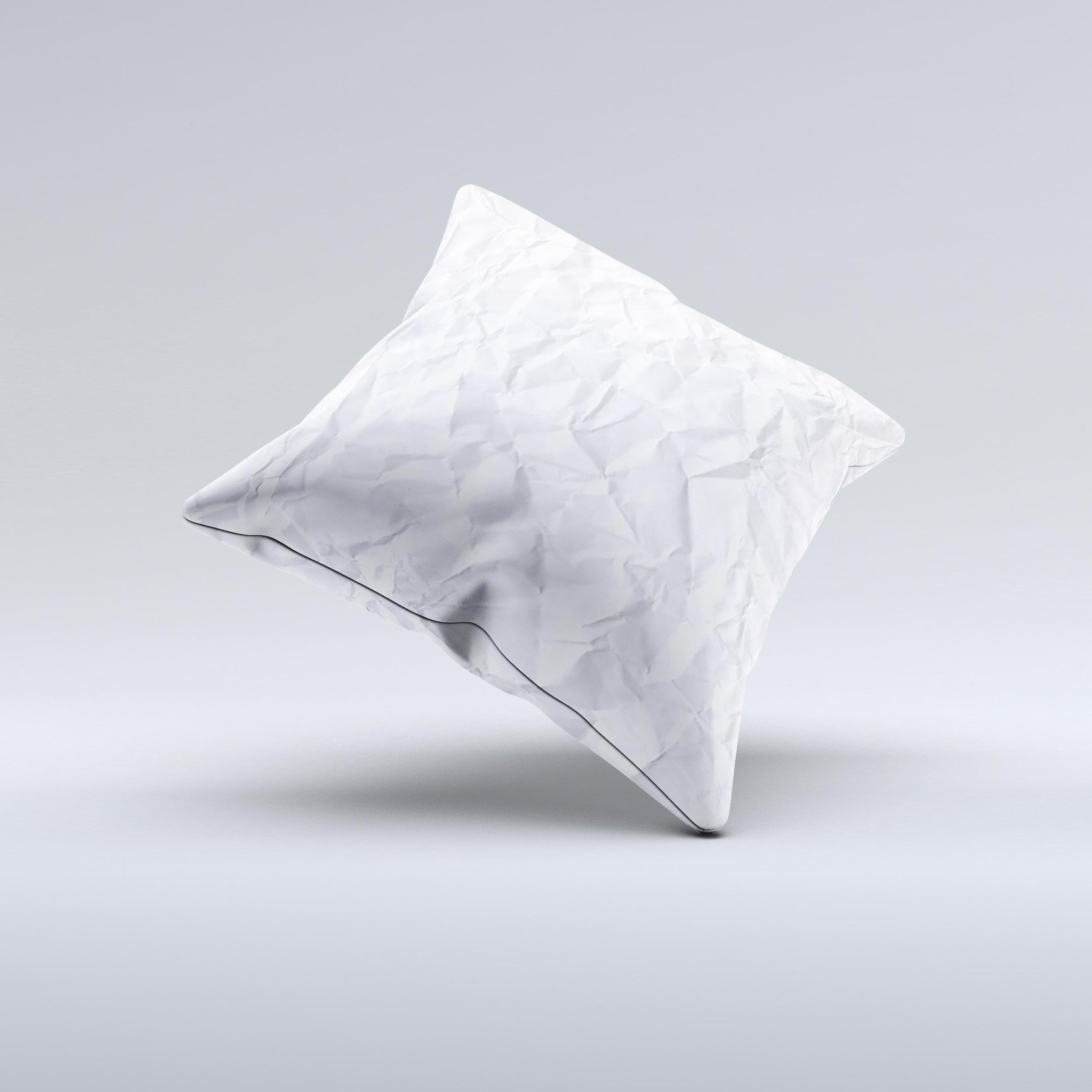 Crumpled White Paper Ink-Fuzed Decorative Throw Pillow showcasing a unique design with a soft, high-thread count fabric and plush filling.