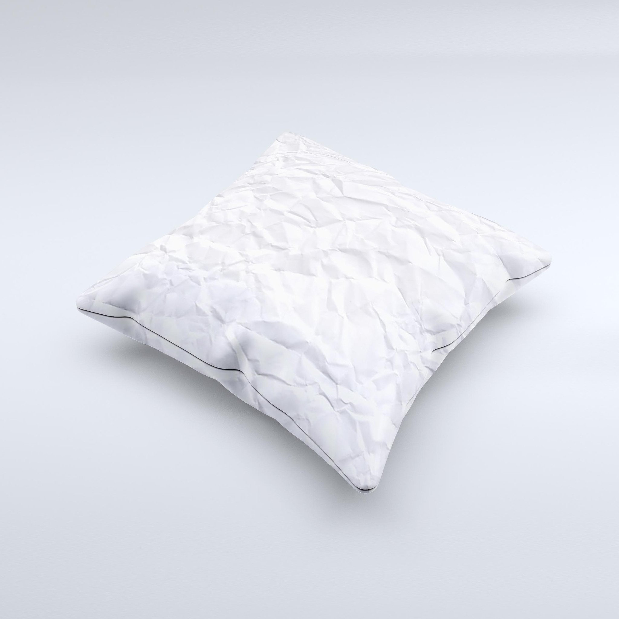 Crumpled White Paper Ink-Fuzed Decorative Throw Pillow showcasing a unique design with a soft, high-thread count fabric and plush filling.