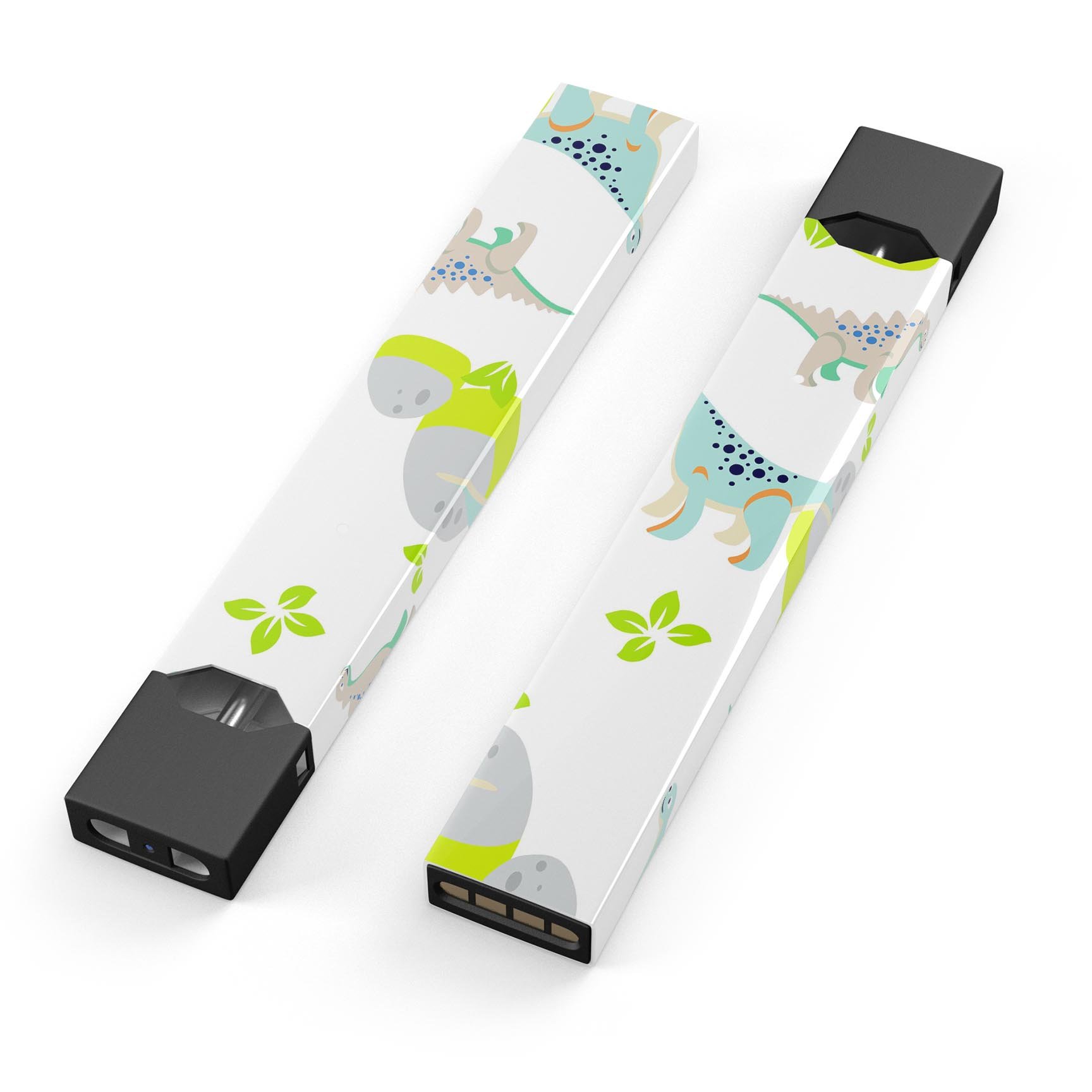 Curious Teal Dinosaur and Eggs decal skin wrap for JUUL vaping device, featuring vibrant colors and a playful design.