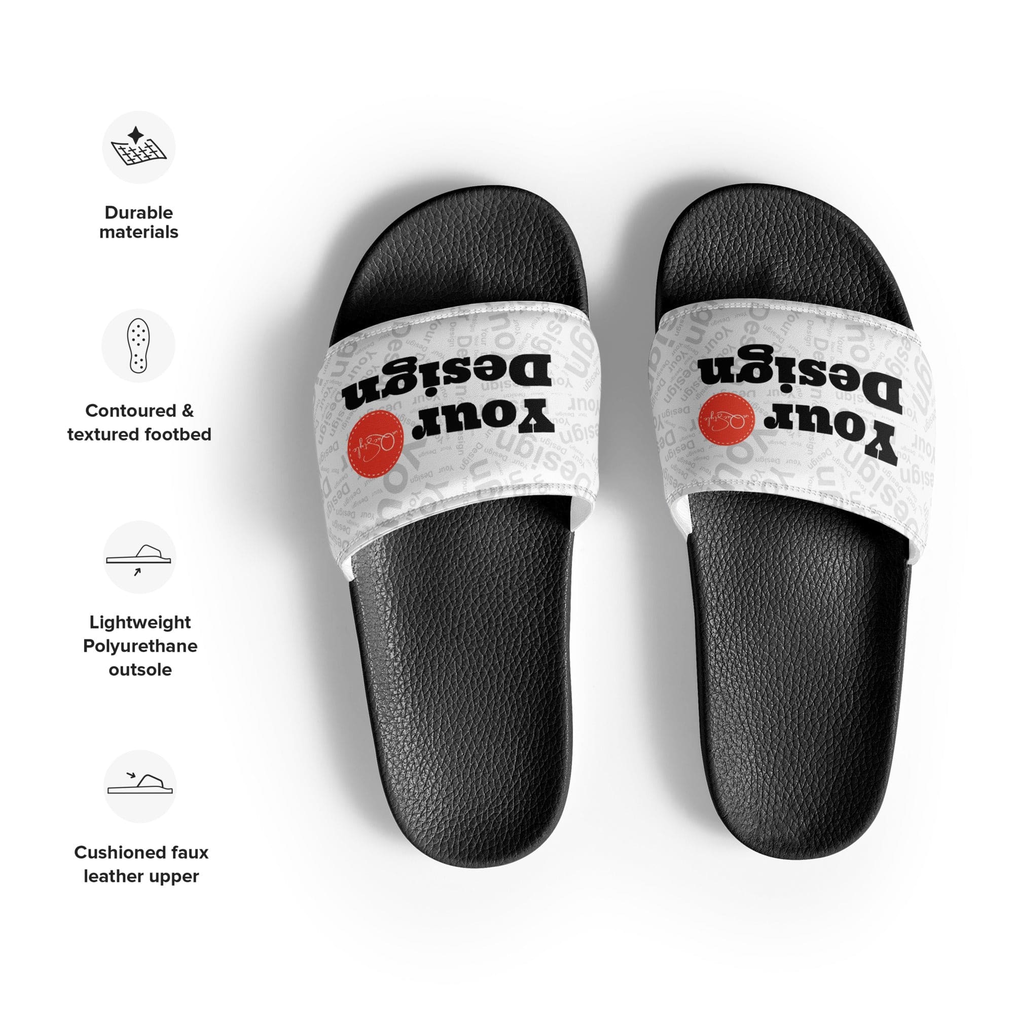Custom Print Mens Slip-on Slide Sandals featuring a sleek design, lightweight construction, and a comfortable footbed, perfect for casual wear.