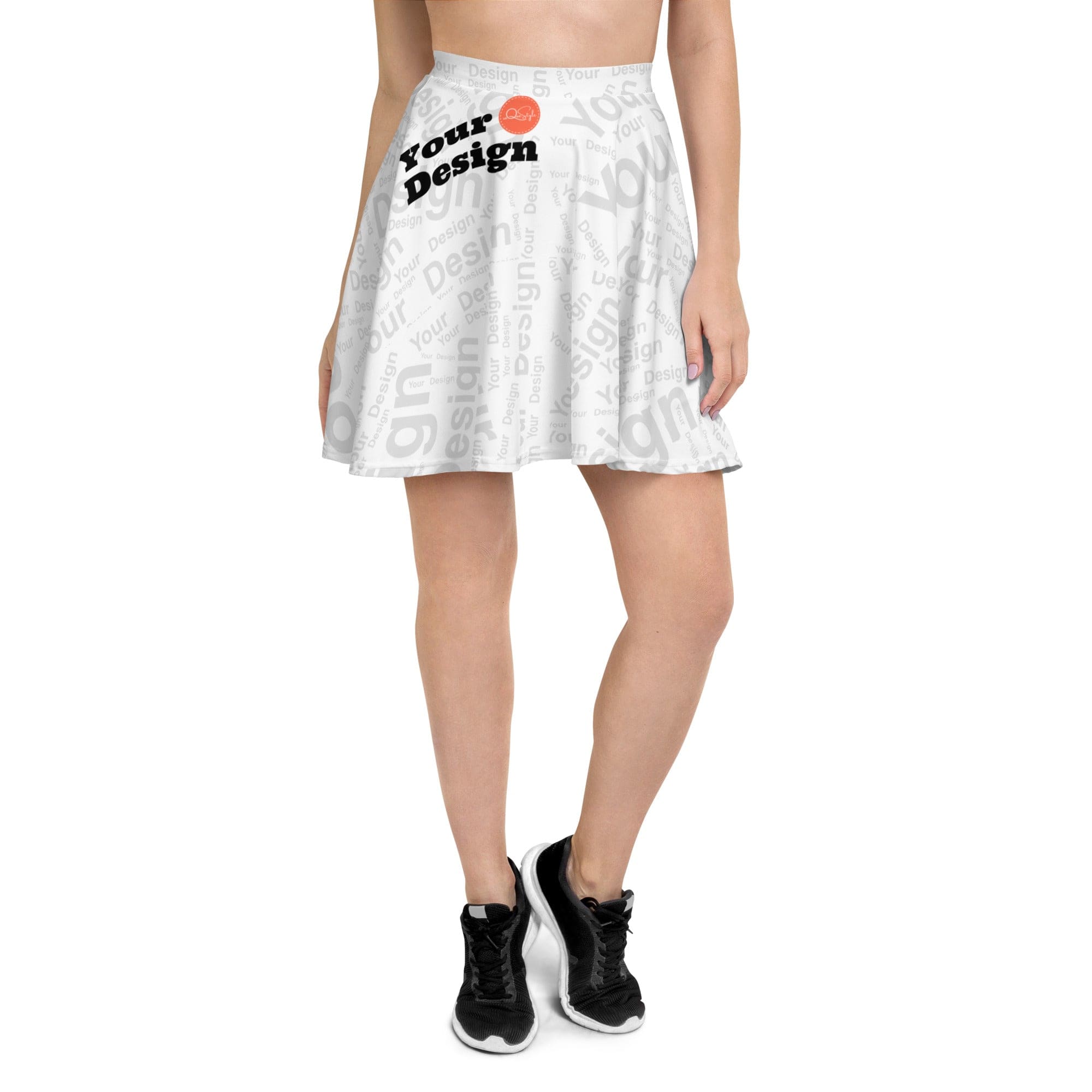 Custom Print Women's Skater Skirt featuring a flared cut, elastic waistband, and vibrant custom prints, perfect for any occasion.