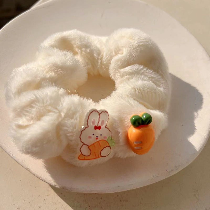 Cute Bunny Plush Hair Tie featuring a soft bunny design, perfect for adding charm to hairstyles.