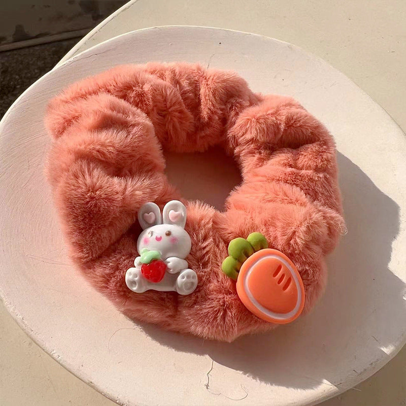 Cute Bunny Plush Hair Tie featuring a soft bunny design, perfect for adding charm to hairstyles.