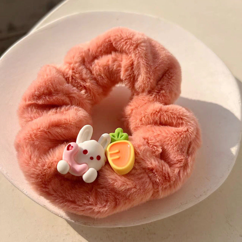 Cute Bunny Plush Hair Tie featuring a soft bunny design, perfect for adding charm to hairstyles.