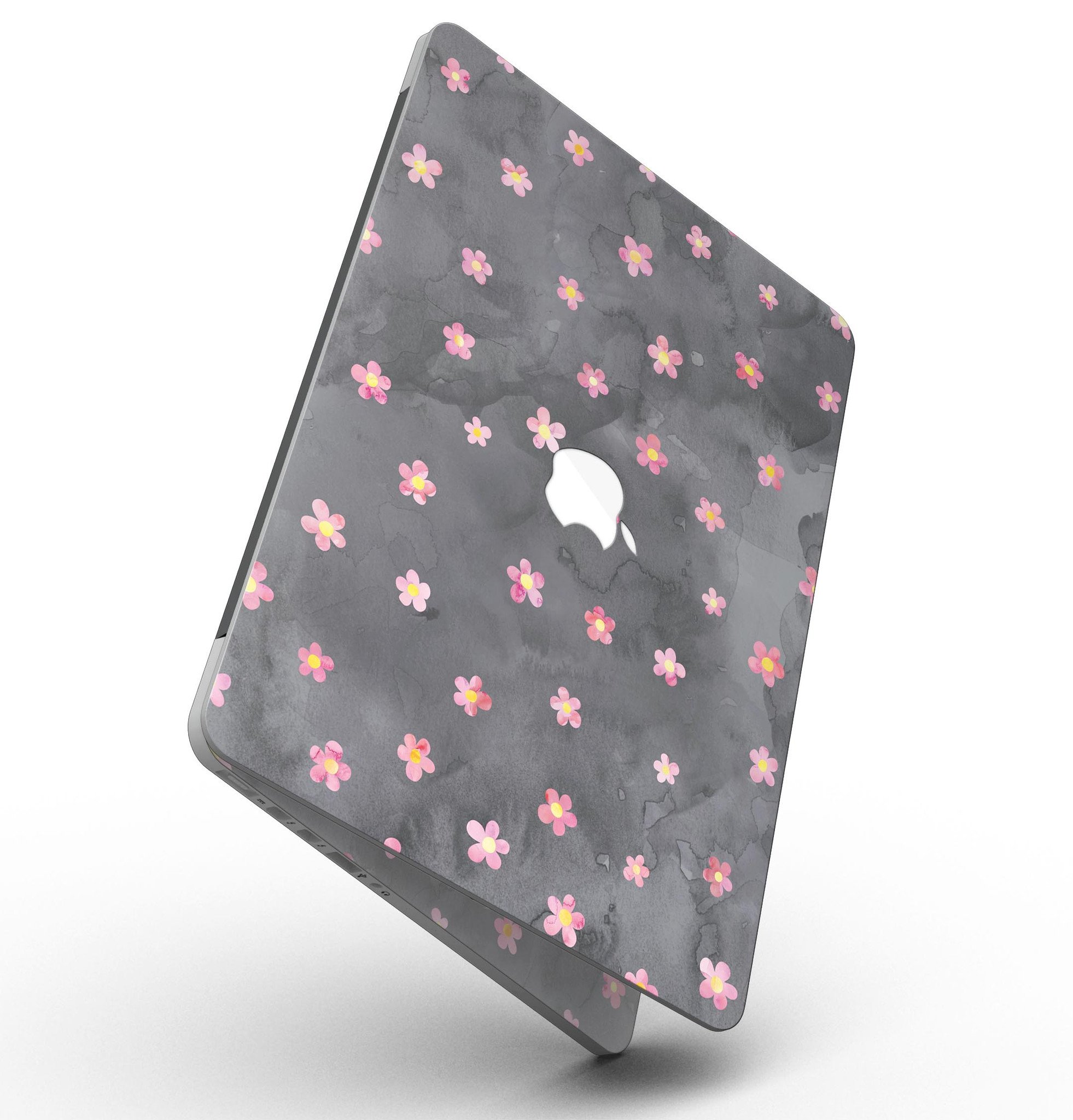 Cute Watercolor Flowers skin for MacBook Pro with Retina Display, showcasing vibrant floral design on a black background.