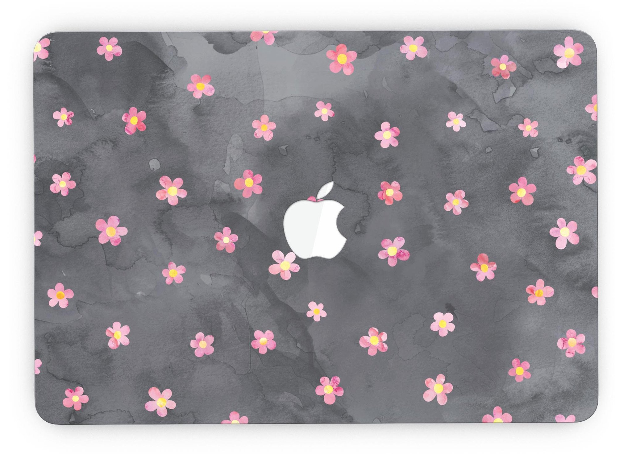Cute Watercolor Flowers skin for MacBook Pro with Retina Display, showcasing vibrant floral design on a black background.
