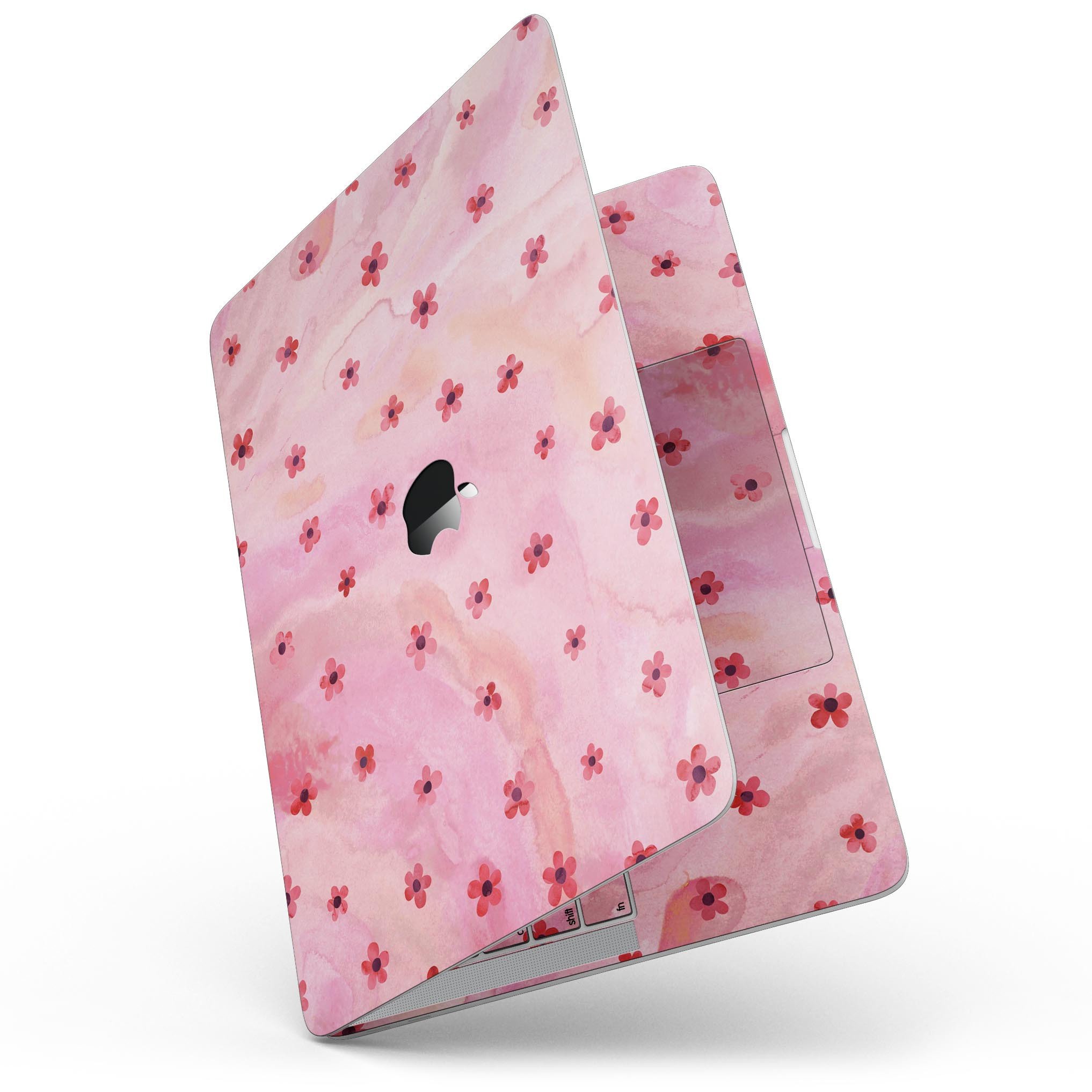 Cute watercolor flowers design skin for 13" MacBook Pro without Touch Bar, showcasing vibrant colors and floral patterns.