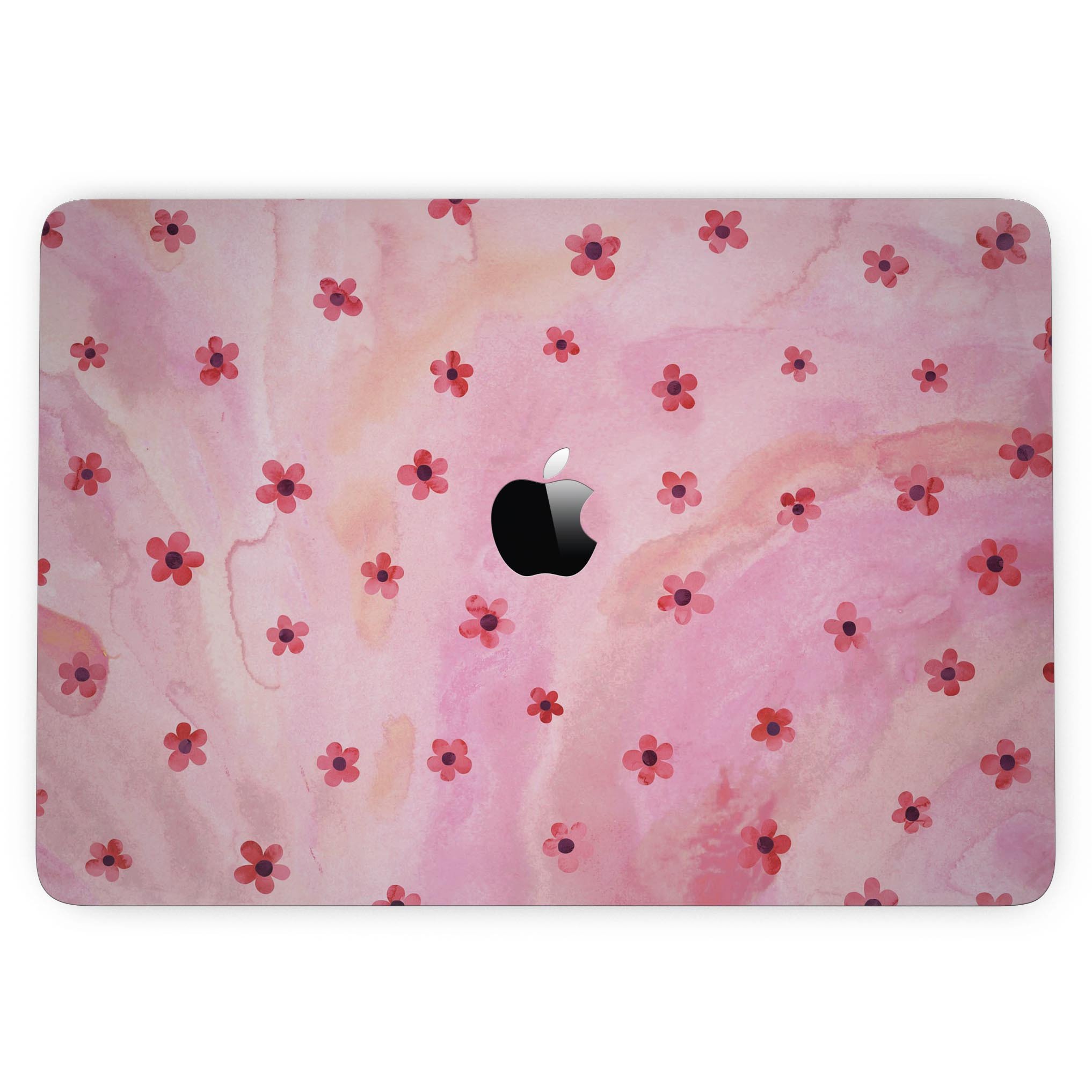Cute watercolor flowers design skin for 13" MacBook Pro without Touch Bar, showcasing vibrant colors and floral patterns.