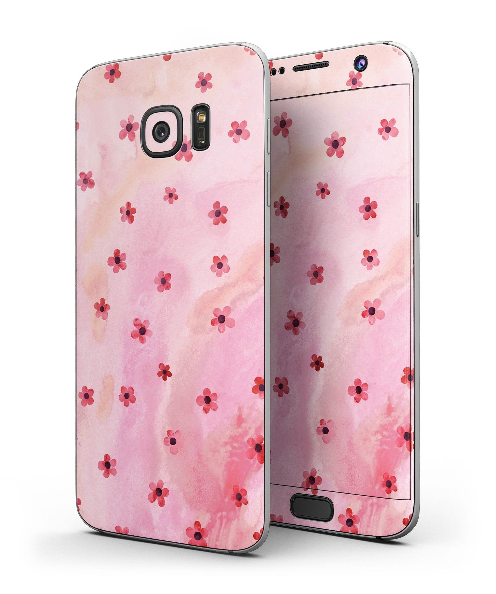Cute watercolor flowers skin for Samsung Galaxy S7/S7 Edge, showcasing vibrant colors and stylish design.