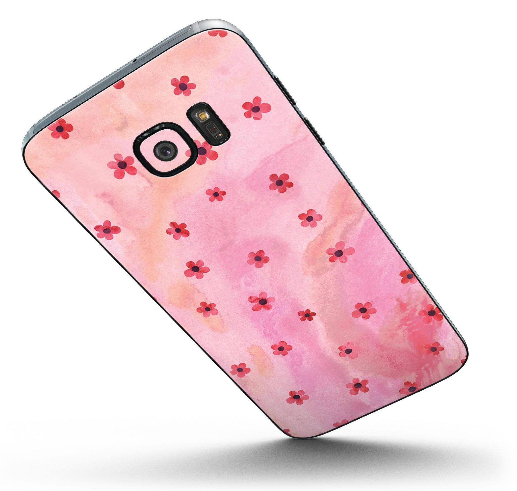 Cute watercolor flowers skin for Samsung Galaxy S7/S7 Edge, showcasing vibrant colors and stylish design.