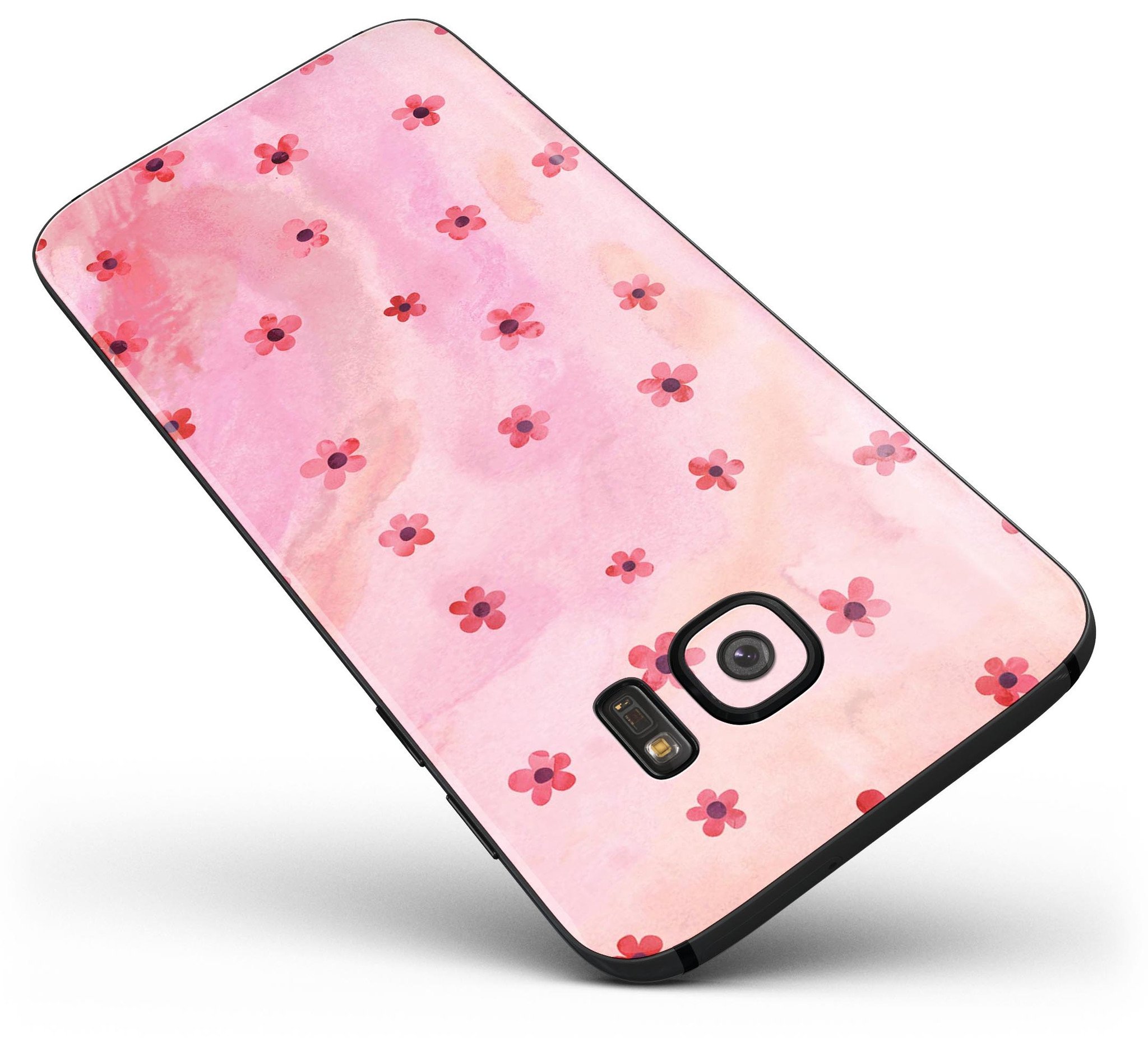Cute watercolor flowers skin for Samsung Galaxy S7/S7 Edge, showcasing vibrant colors and stylish design.
