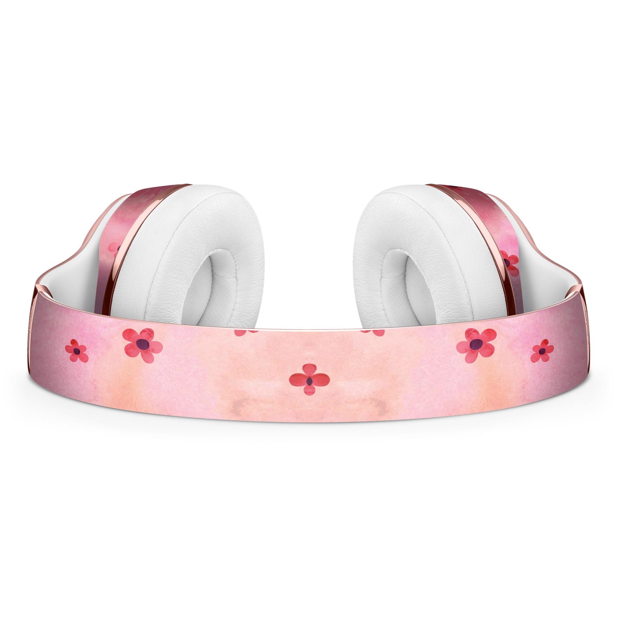 Cute Watercolor Flowers Skin Kit for Beats by Dre Solo 3 Wireless Headphones, showcasing vibrant floral designs on a pink background.