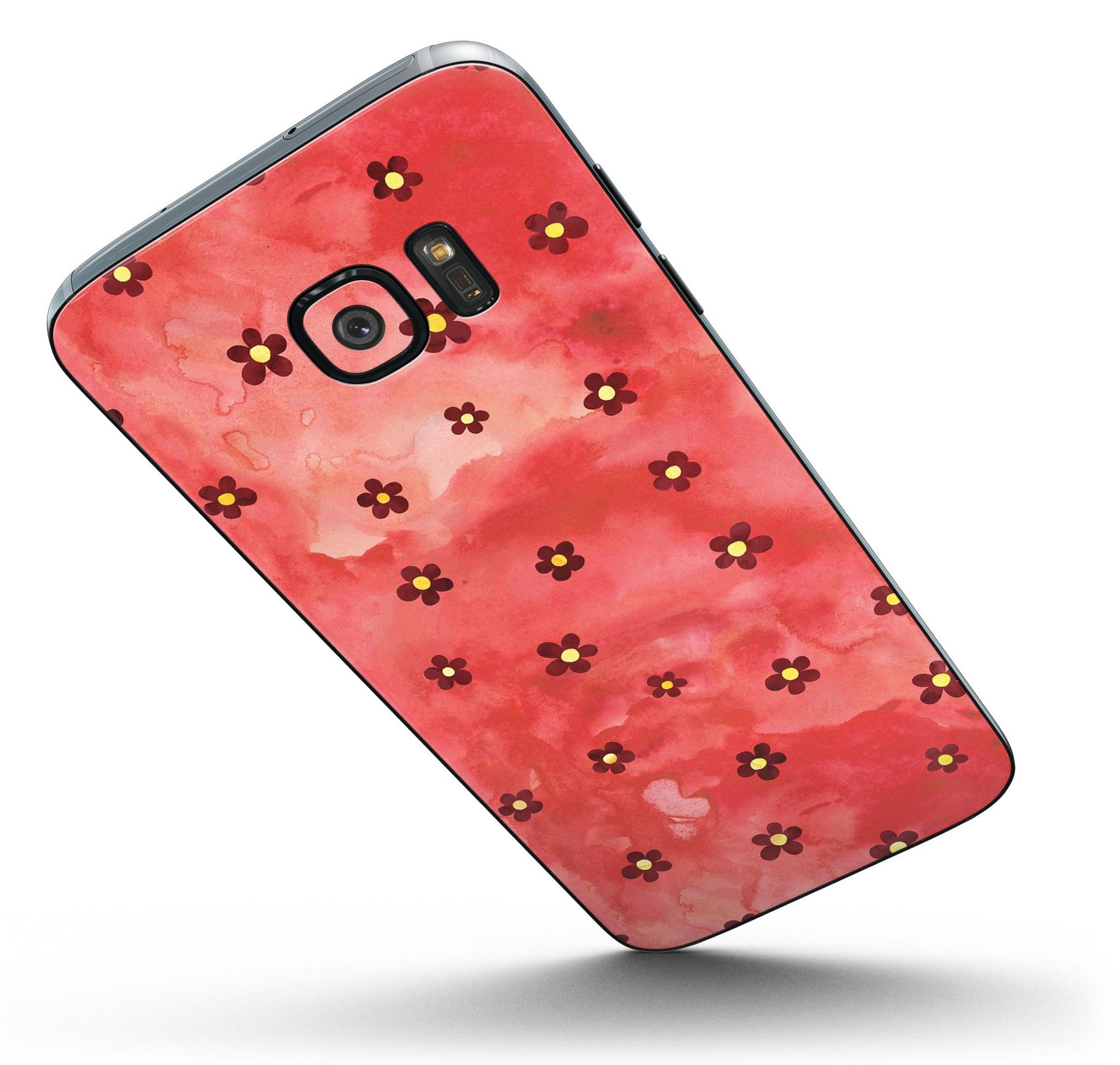 Cute watercolor flowers design skin kit for Samsung Galaxy S7 and S7 Edge, showcasing vibrant colors and a sleek finish.