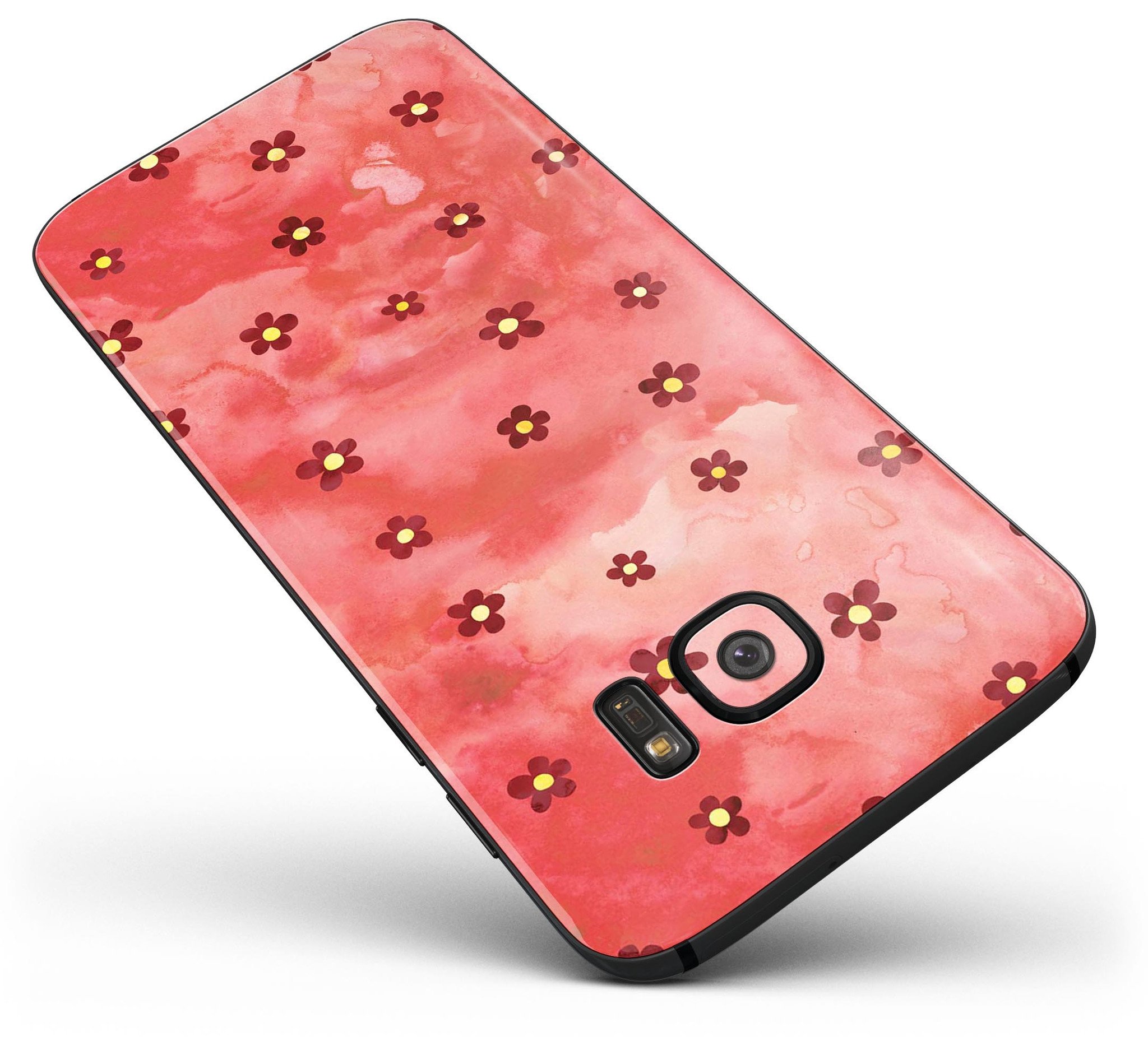 Cute watercolor flowers design skin kit for Samsung Galaxy S7 and S7 Edge, showcasing vibrant colors and a sleek finish.