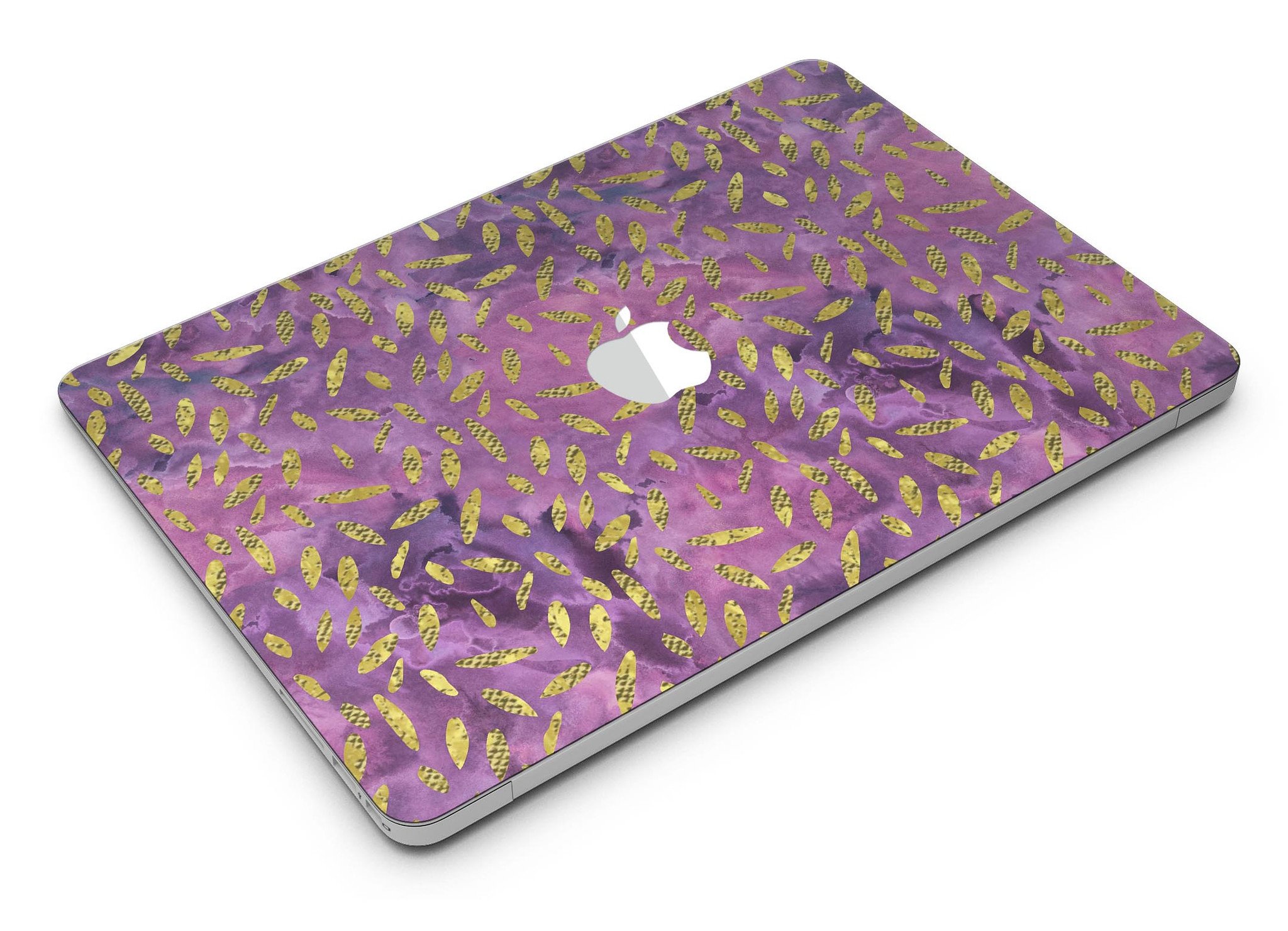 Daisy Pedals Over Purple Cloud Skin Kit for MacBook Air, showcasing vibrant floral design on premium vinyl.