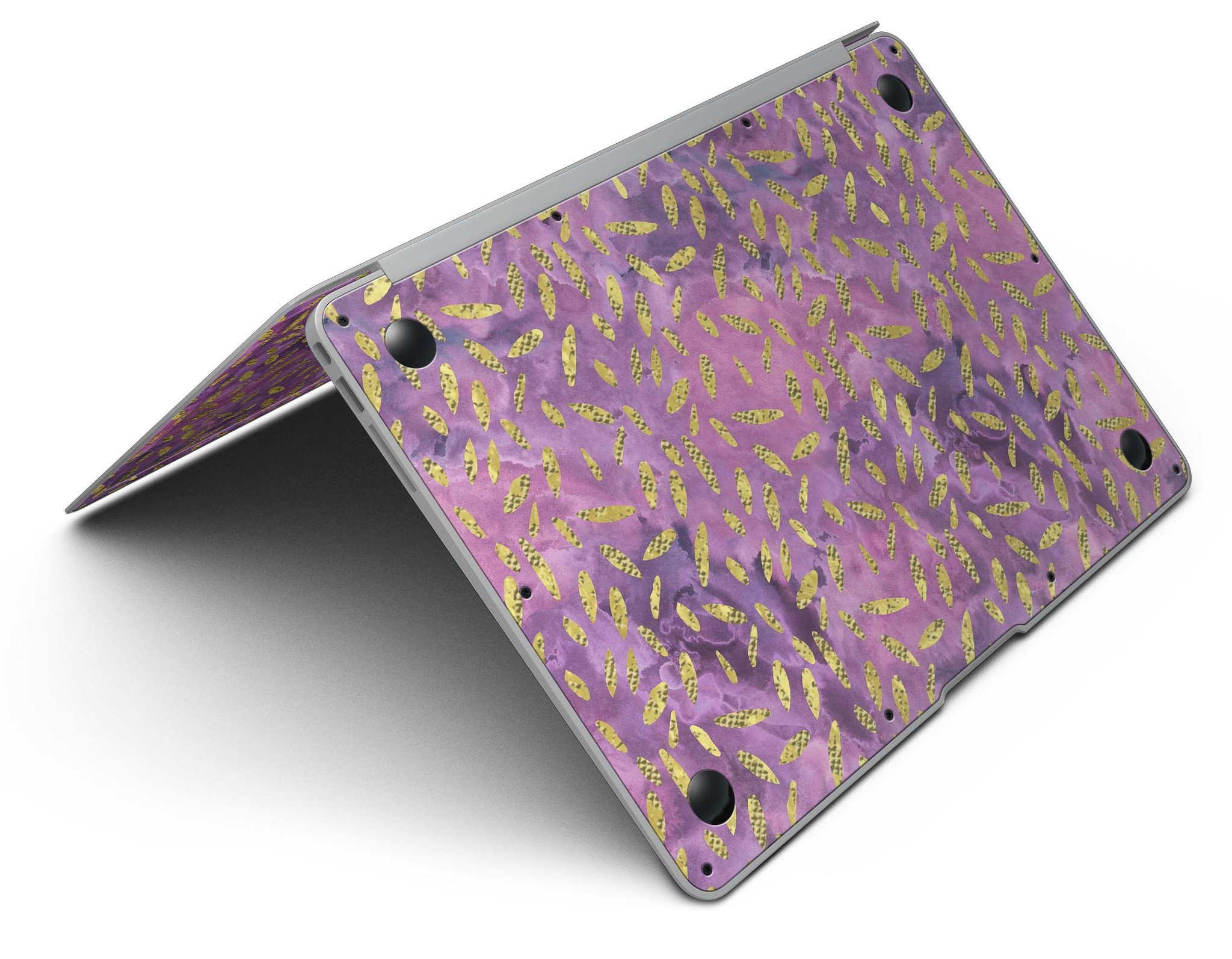 Daisy Pedals Over Purple Cloud Skin Kit for MacBook Air, showcasing vibrant floral design on premium vinyl.