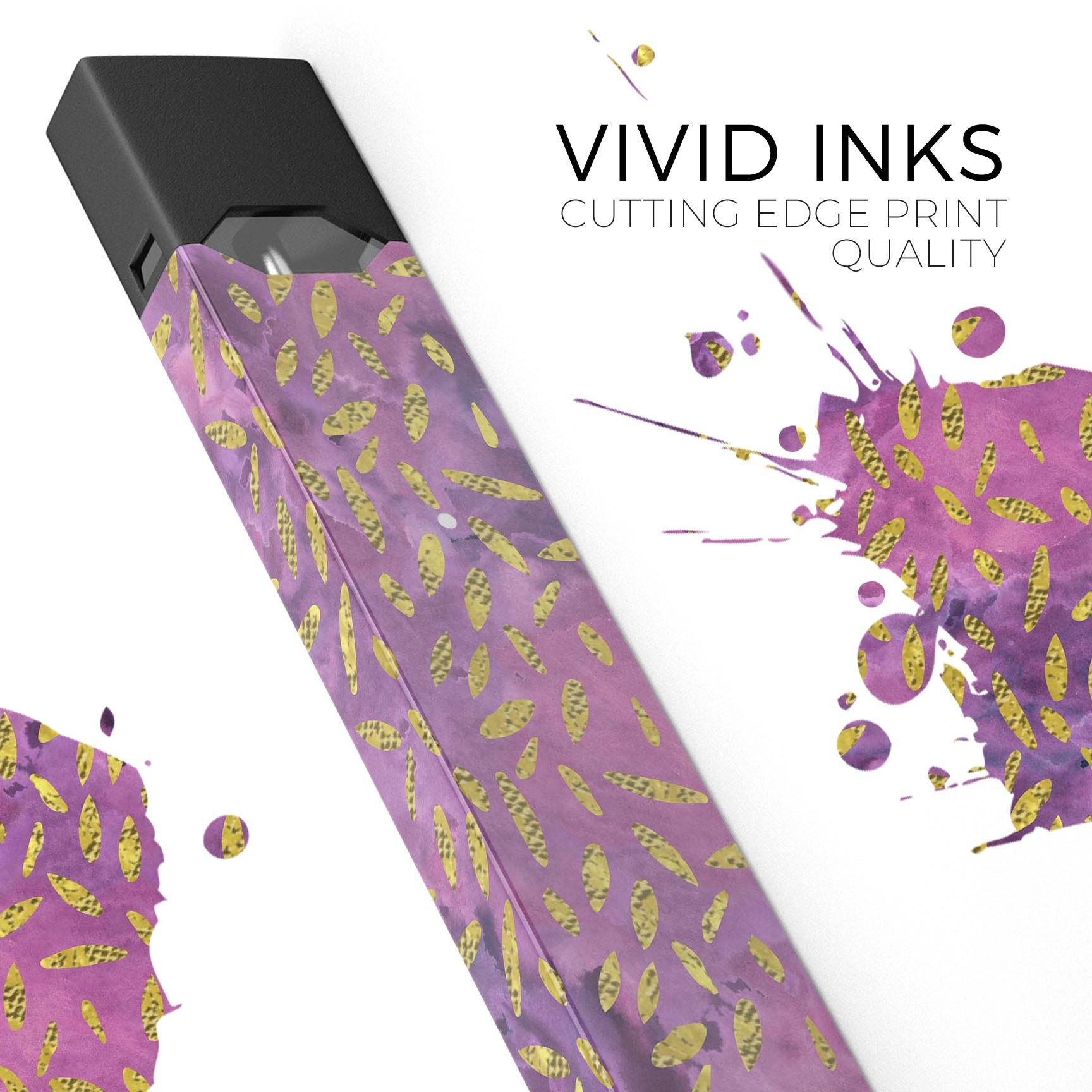 Daisy Pedals Over Purple Cloud Mix decal skin for JUUL vaping device, showcasing vibrant floral design and premium quality.