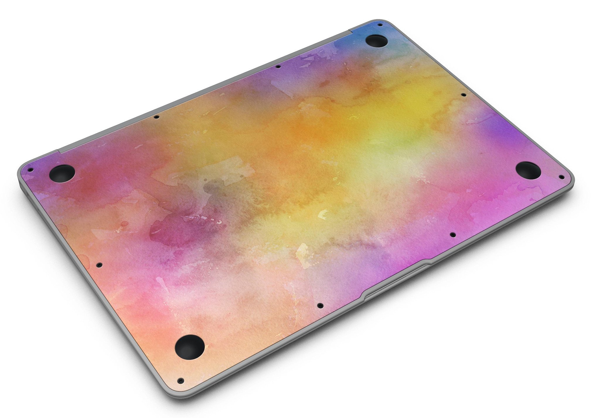 Dark 4 Absorbed Watercolor Texture skin applied to a MacBook Air, showcasing vibrant colors and a sleek design.