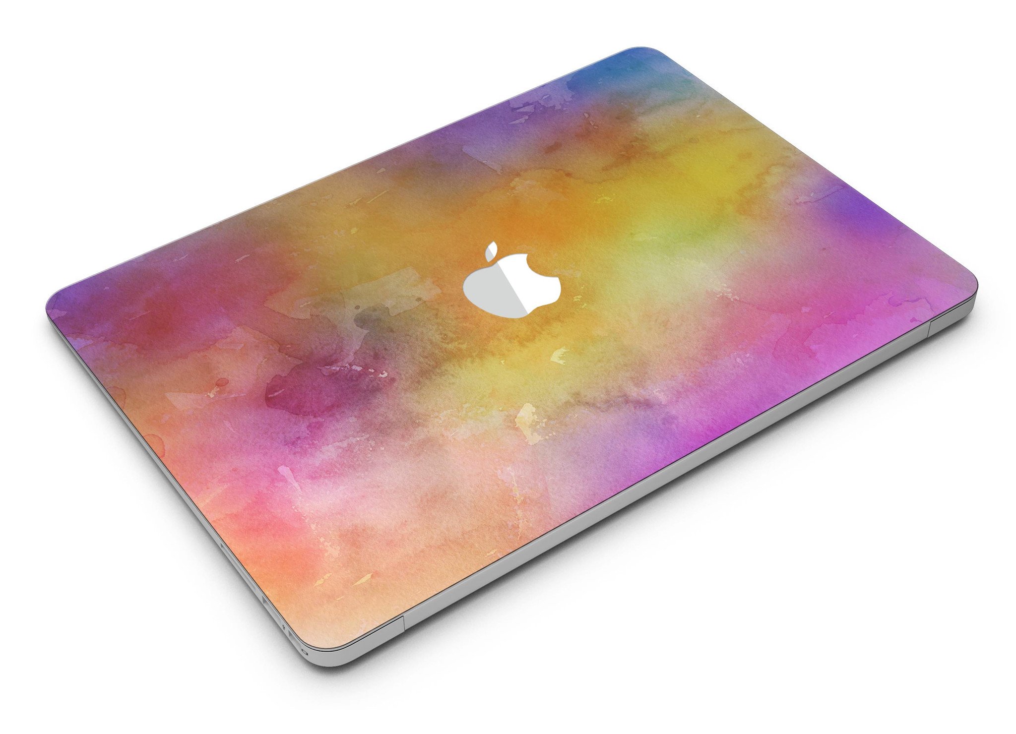 Dark 4 Absorbed Watercolor Texture skin applied to a MacBook Air, showcasing vibrant colors and a sleek design.