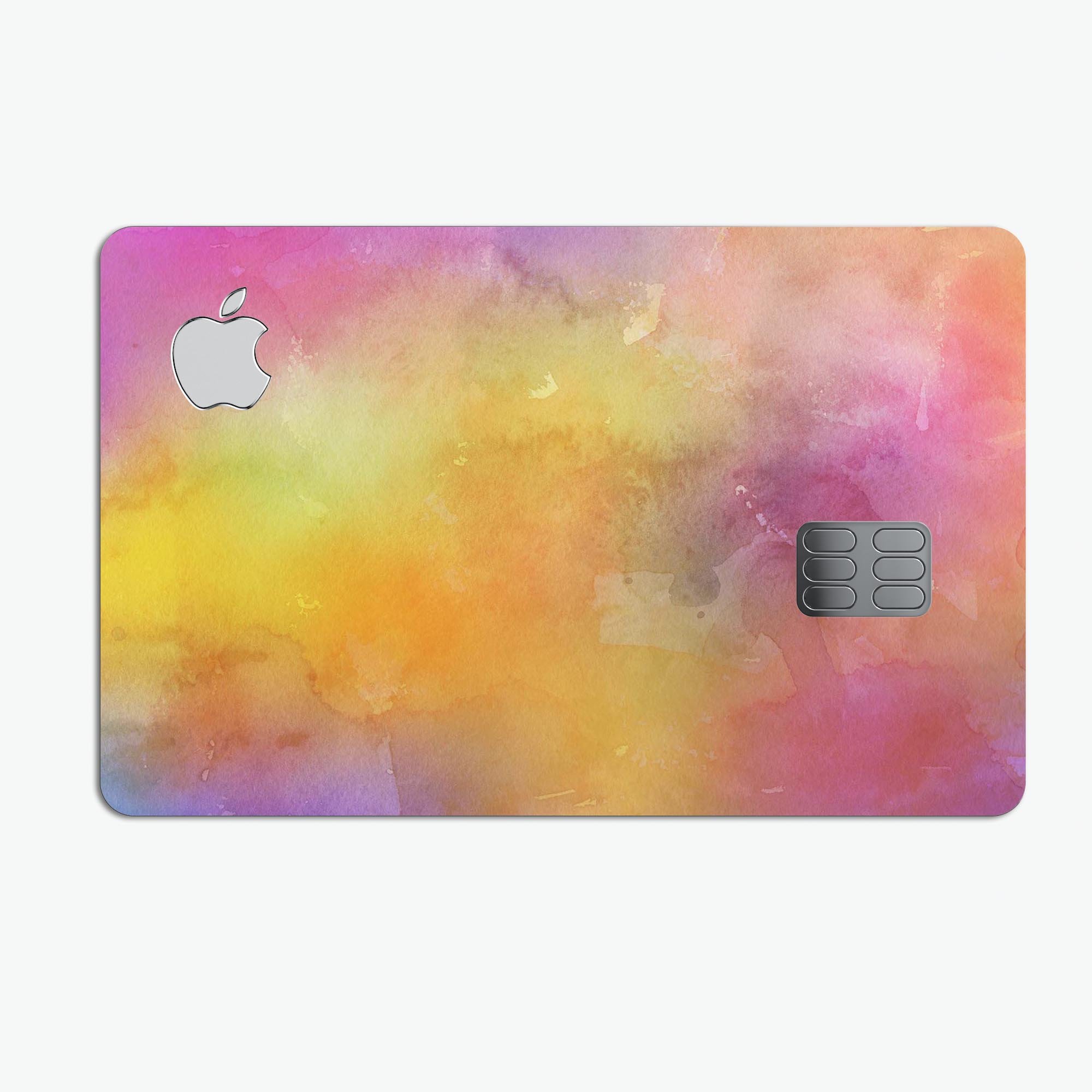 Dark 4 Absorbed Watercolor Texture skin for Apple Card, showcasing vibrant colors and a protective design.