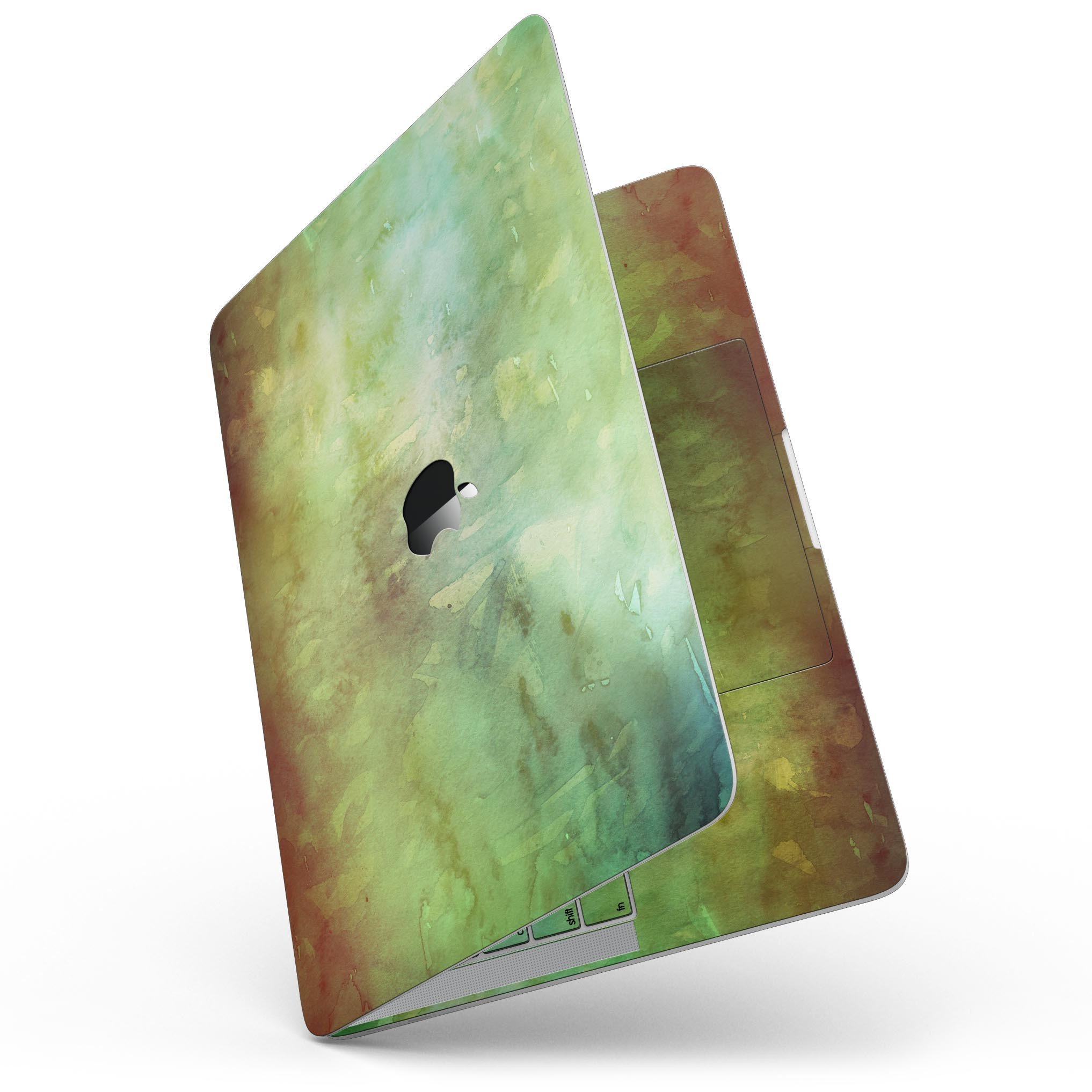 Dark 862 Absorbed Watercolor Texture skin for 13" MacBook Pro without Touch Bar, showcasing vibrant colors and a sleek design.