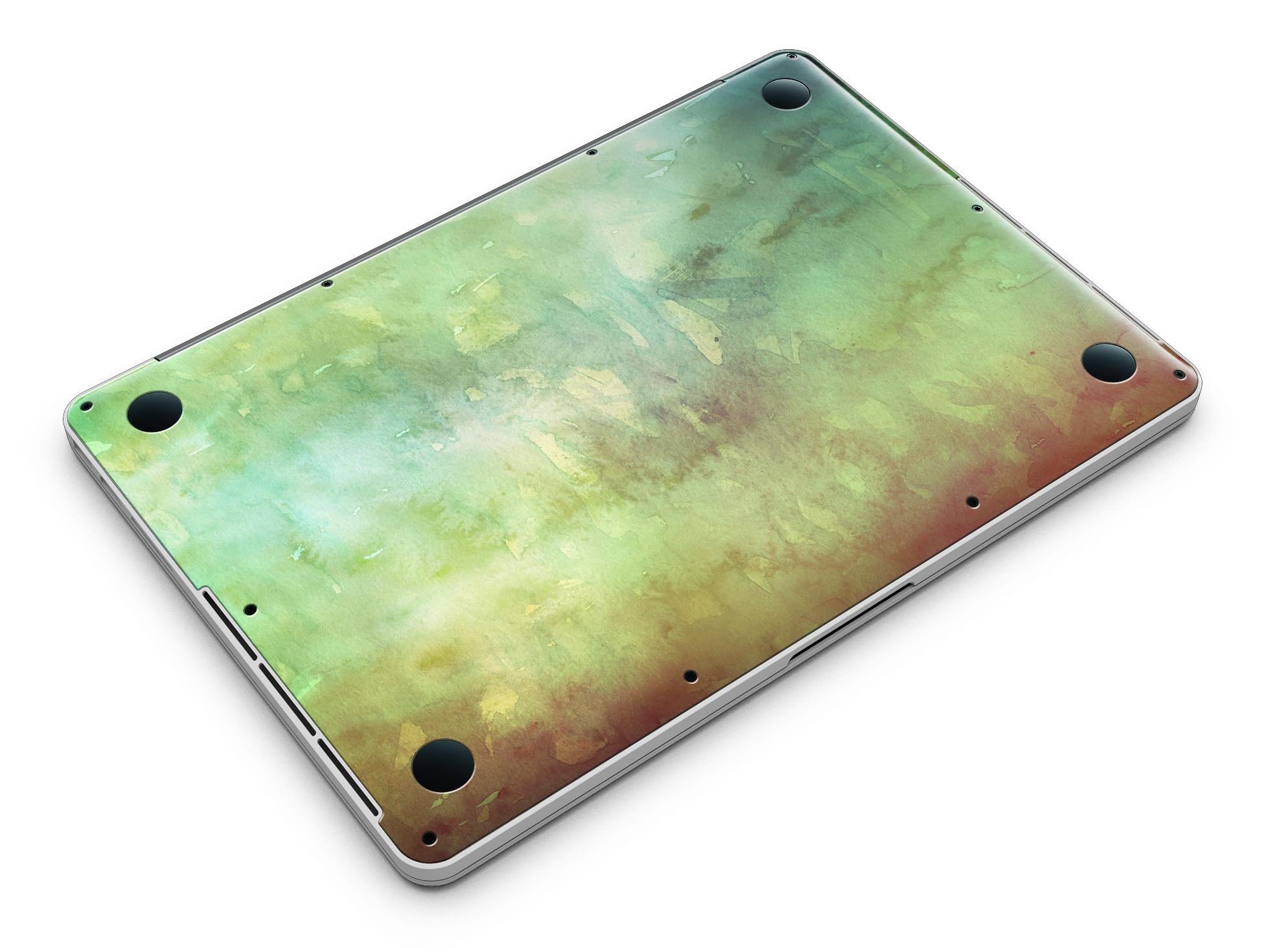 Dark 862 Absorbed Watercolor Texture skin applied to a MacBook Pro with Retina Display, showcasing vibrant colors and sleek design.