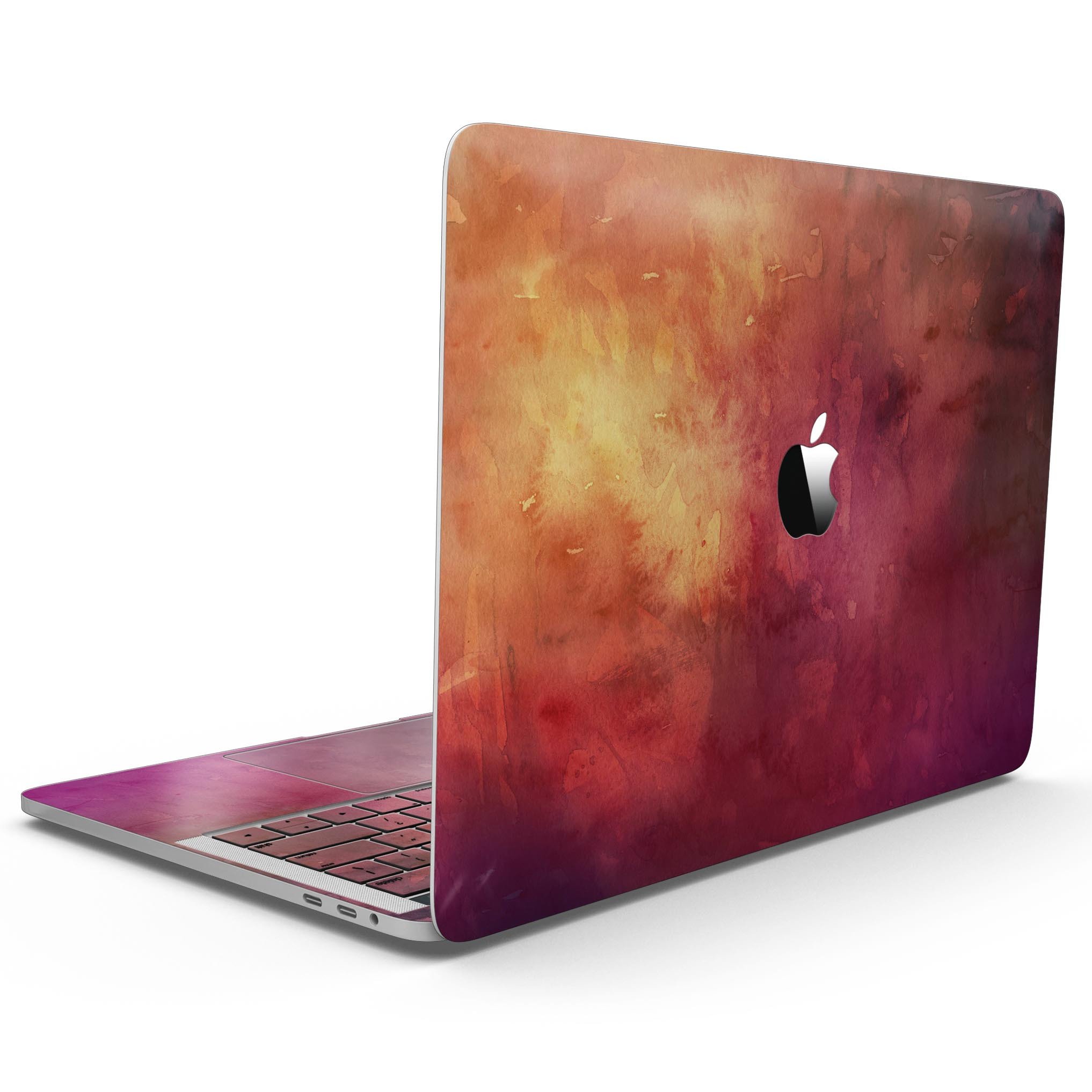 Dark 9797 Absorbed Watercolor Texture skin for MacBook Pro with Touch Bar, showcasing vibrant colors and a sleek design.