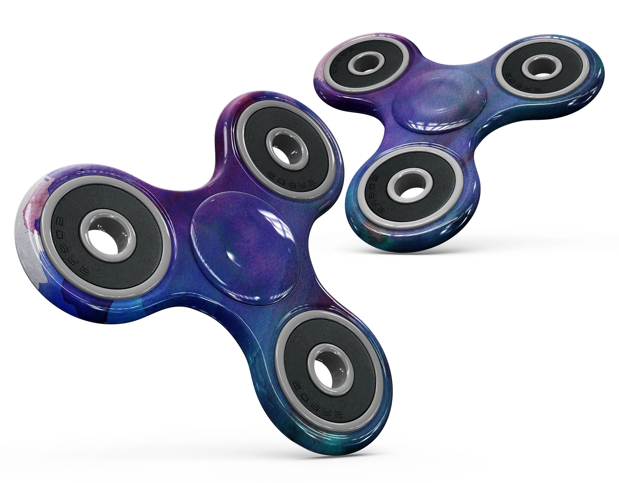 Dark Absorbed Watercolor Texture Skin-Kit for fidget spinner, showcasing vibrant colors and a sleek design.