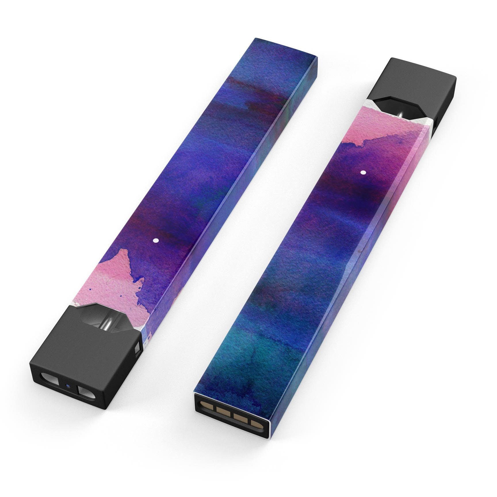 Dark Absorbed Watercolor Texture skin-wrap for JUUL vaping device, showcasing vibrant colors and a protective design.