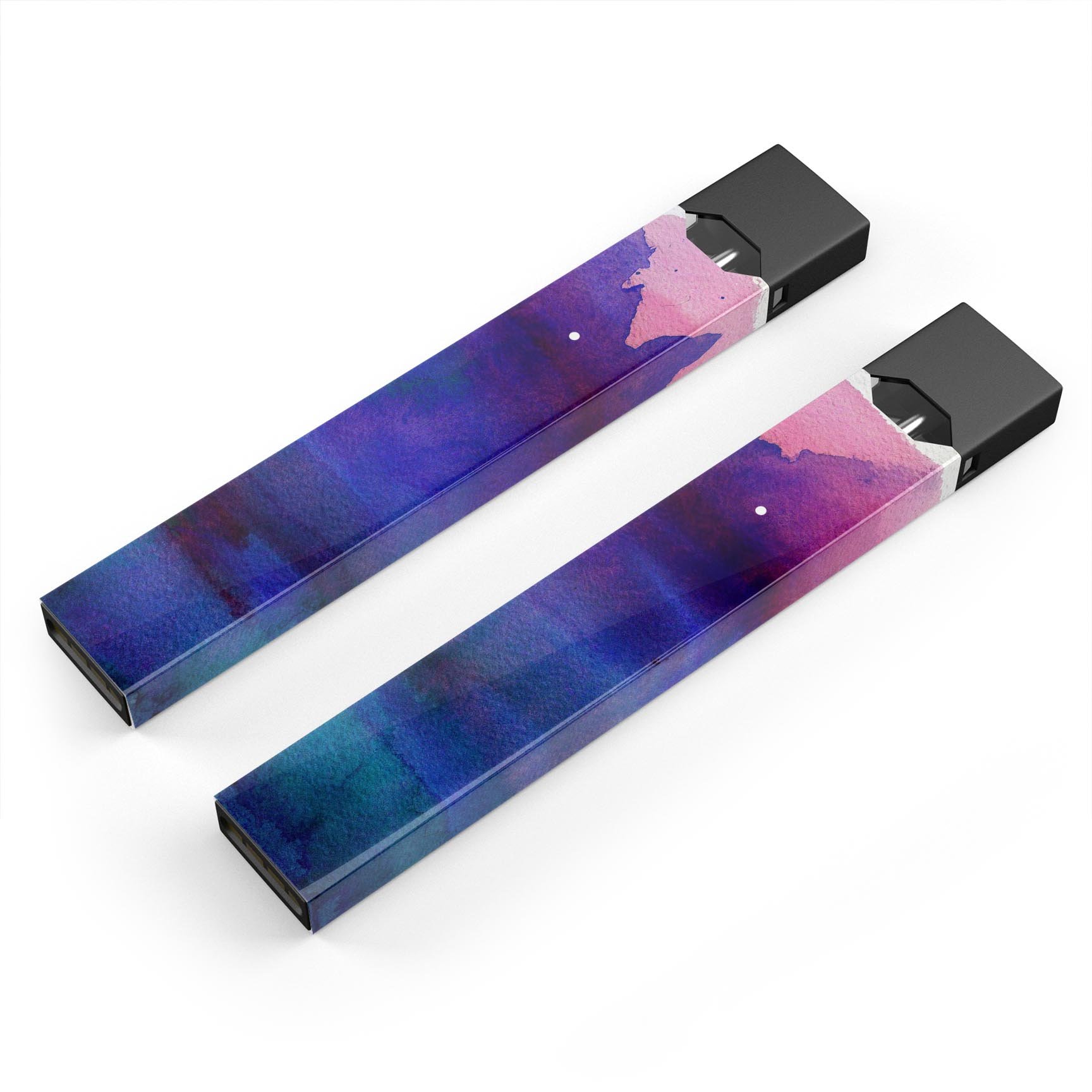 Dark Absorbed Watercolor Texture skin-wrap for JUUL vaping device, showcasing vibrant colors and a protective design.