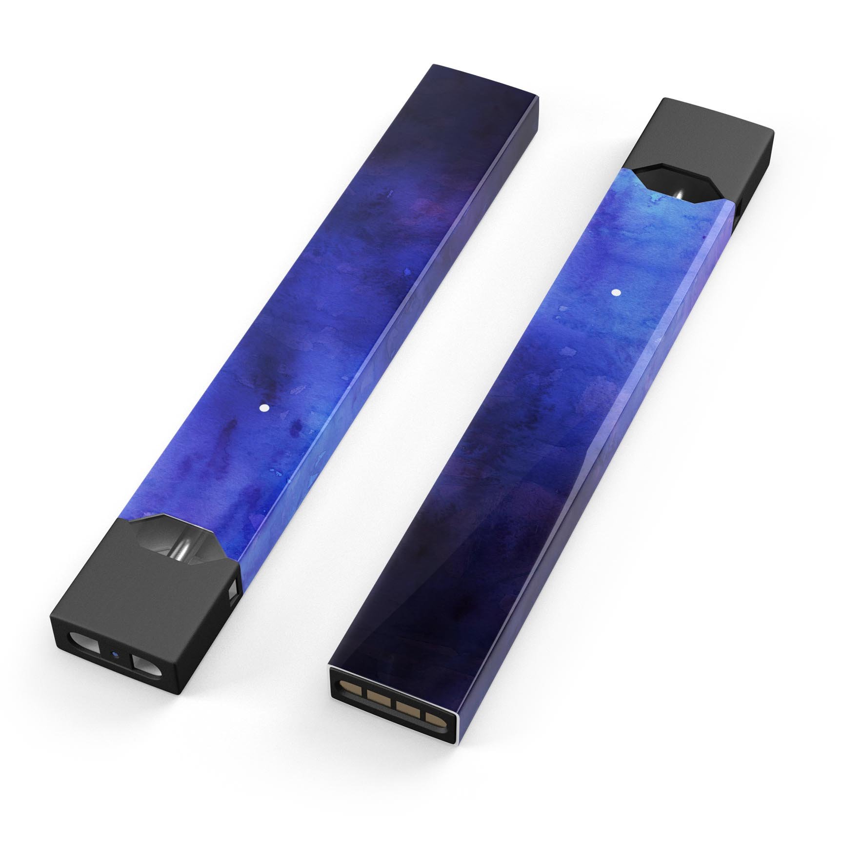 Dark blue watercolor texture decal for JUUL vaping device, showcasing vibrant colors and premium quality.