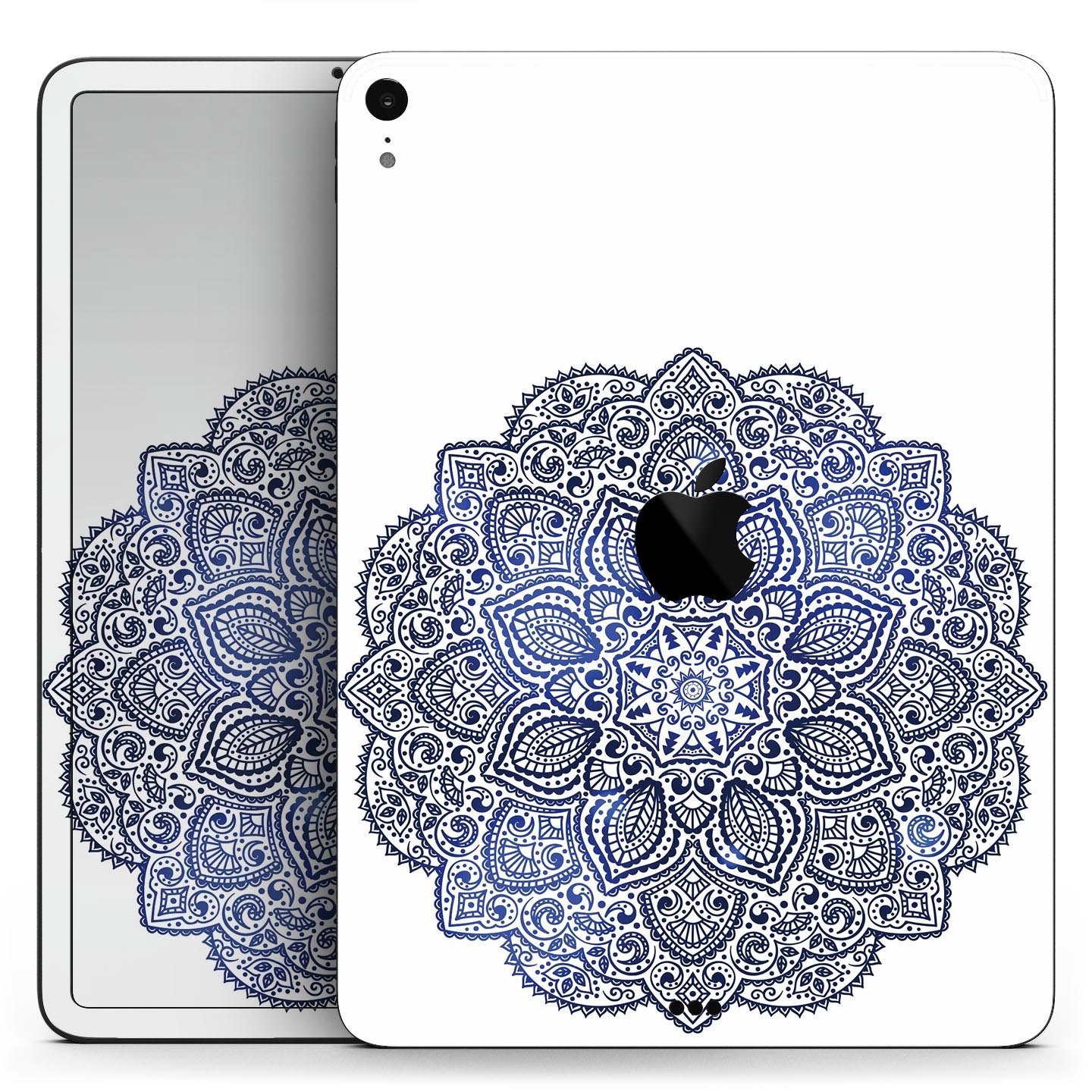 Dark Blue Indian Ornament skin decal for Apple iPad, showcasing intricate design and premium quality materials.