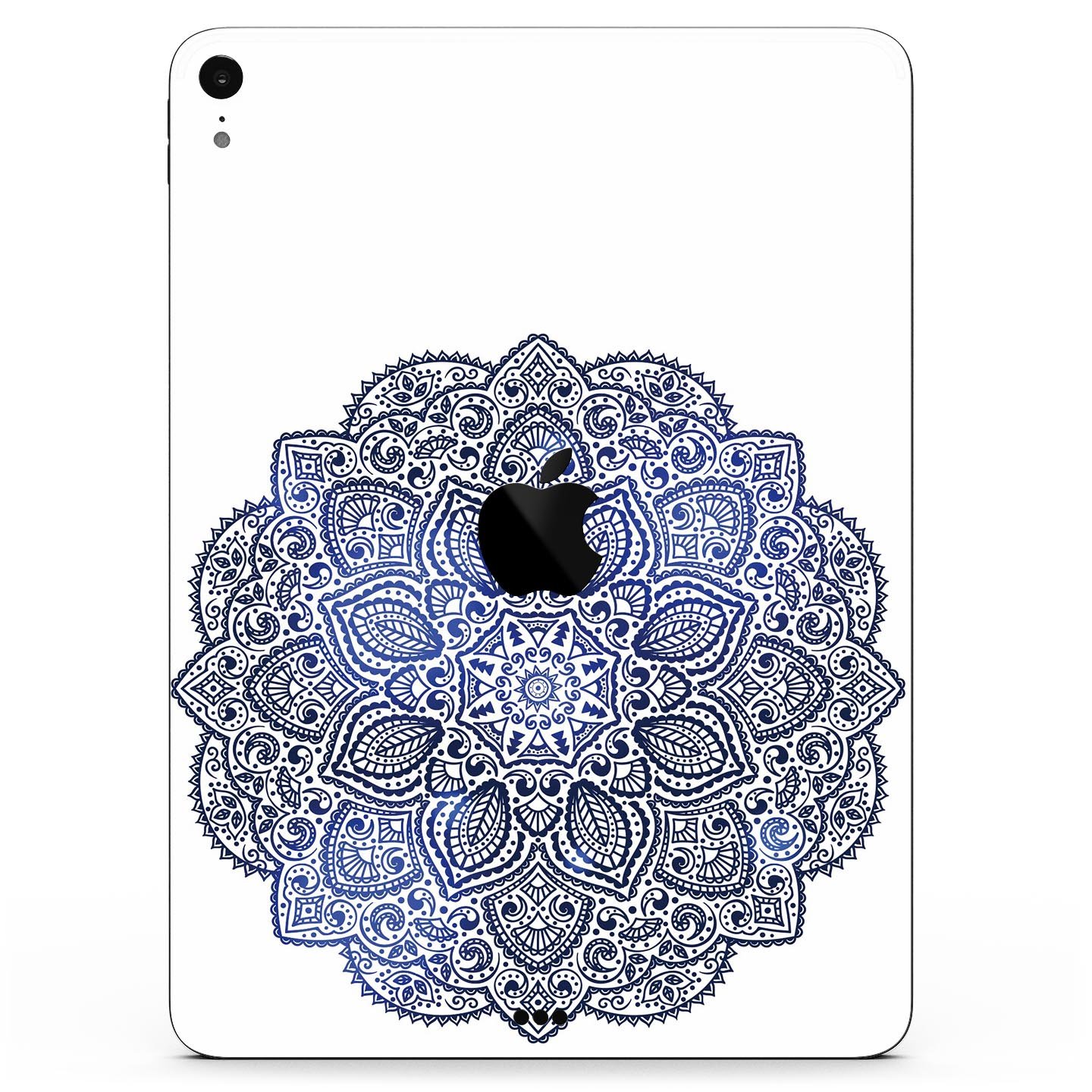 Dark Blue Indian Ornament skin decal for Apple iPad, showcasing intricate design and premium quality materials.