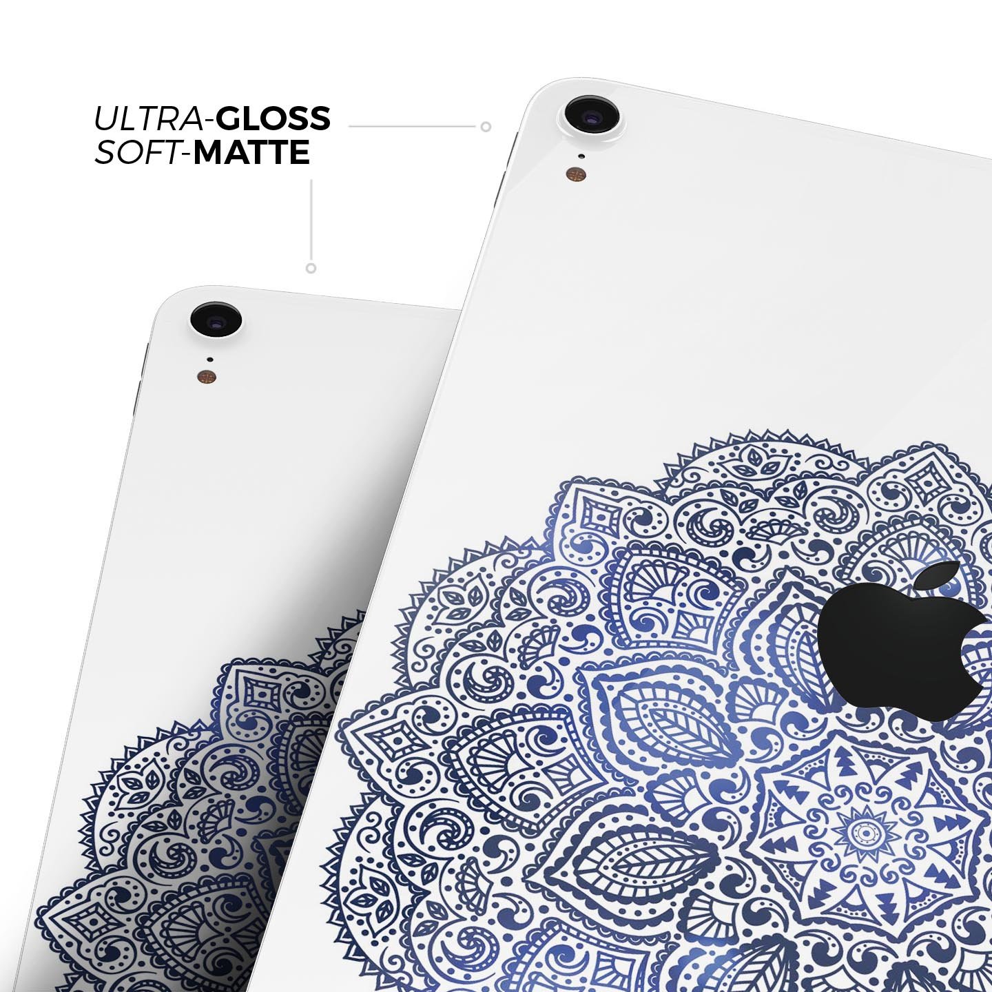 Dark Blue Indian Ornament skin decal for Apple iPad, showcasing intricate design and premium quality materials.