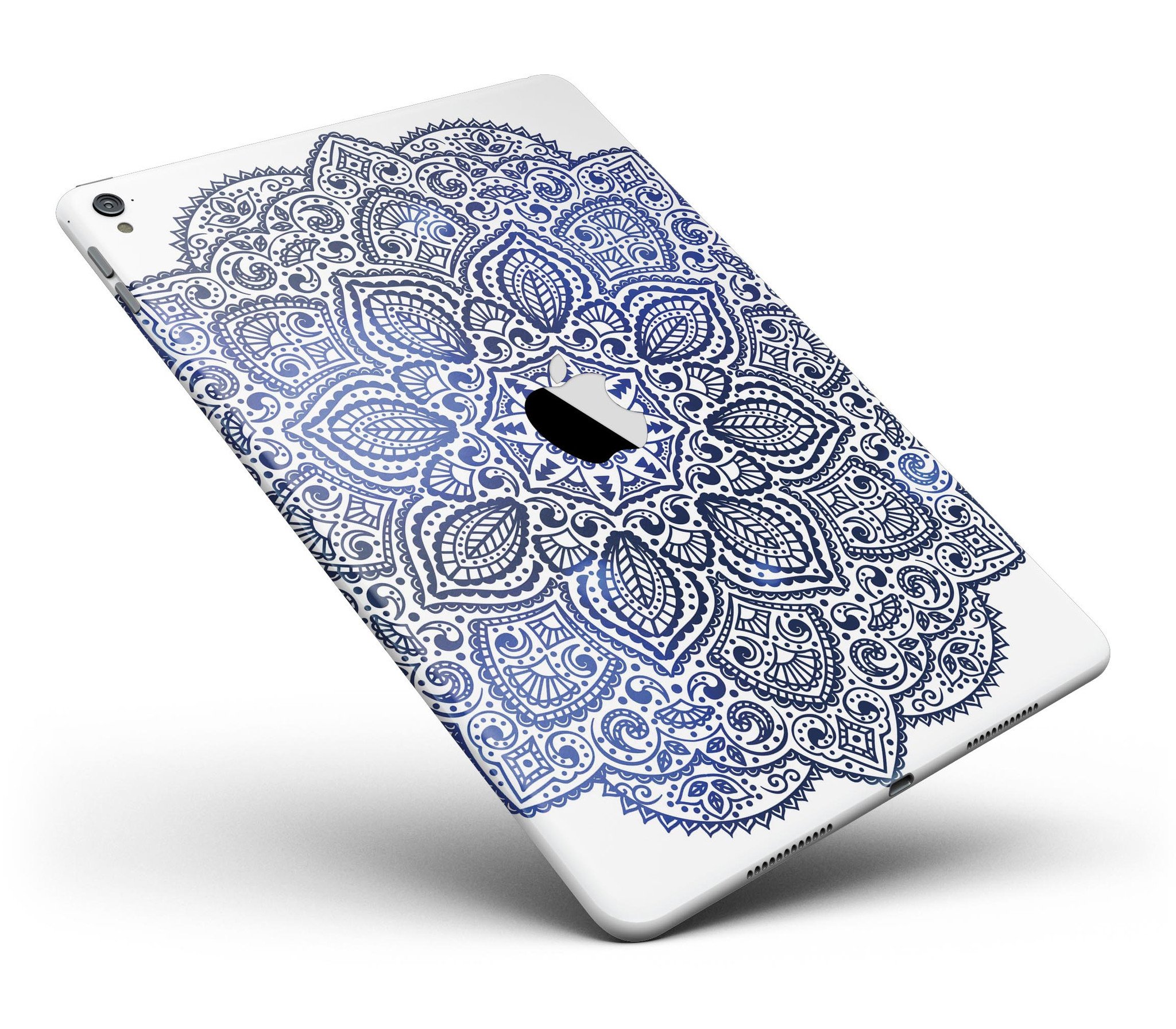 Dark Blue Indian Ornament Full Body Skin for iPad Pro, showcasing intricate design and premium vinyl material.